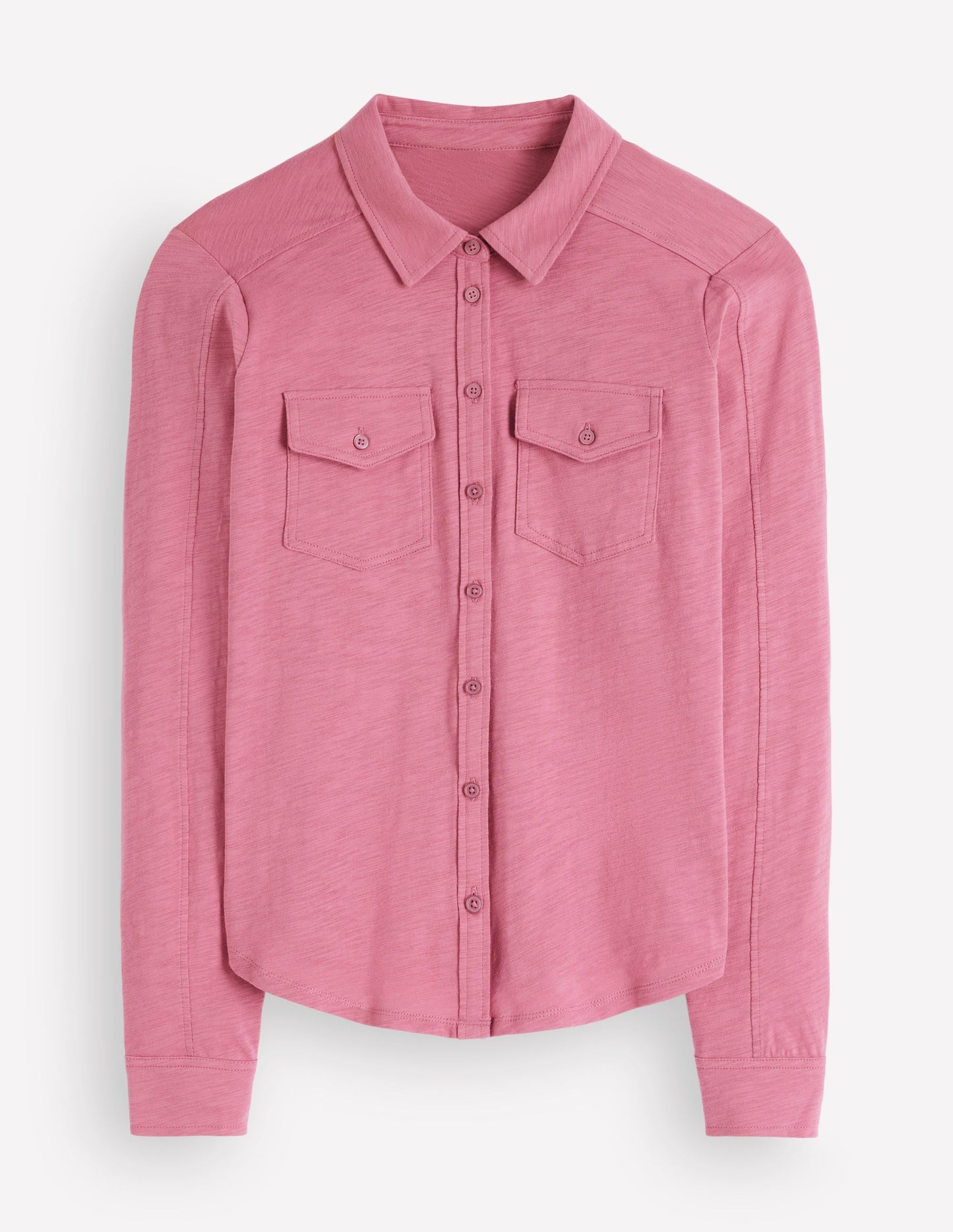 Seam Detail Jersey Shirt-Pink Heather