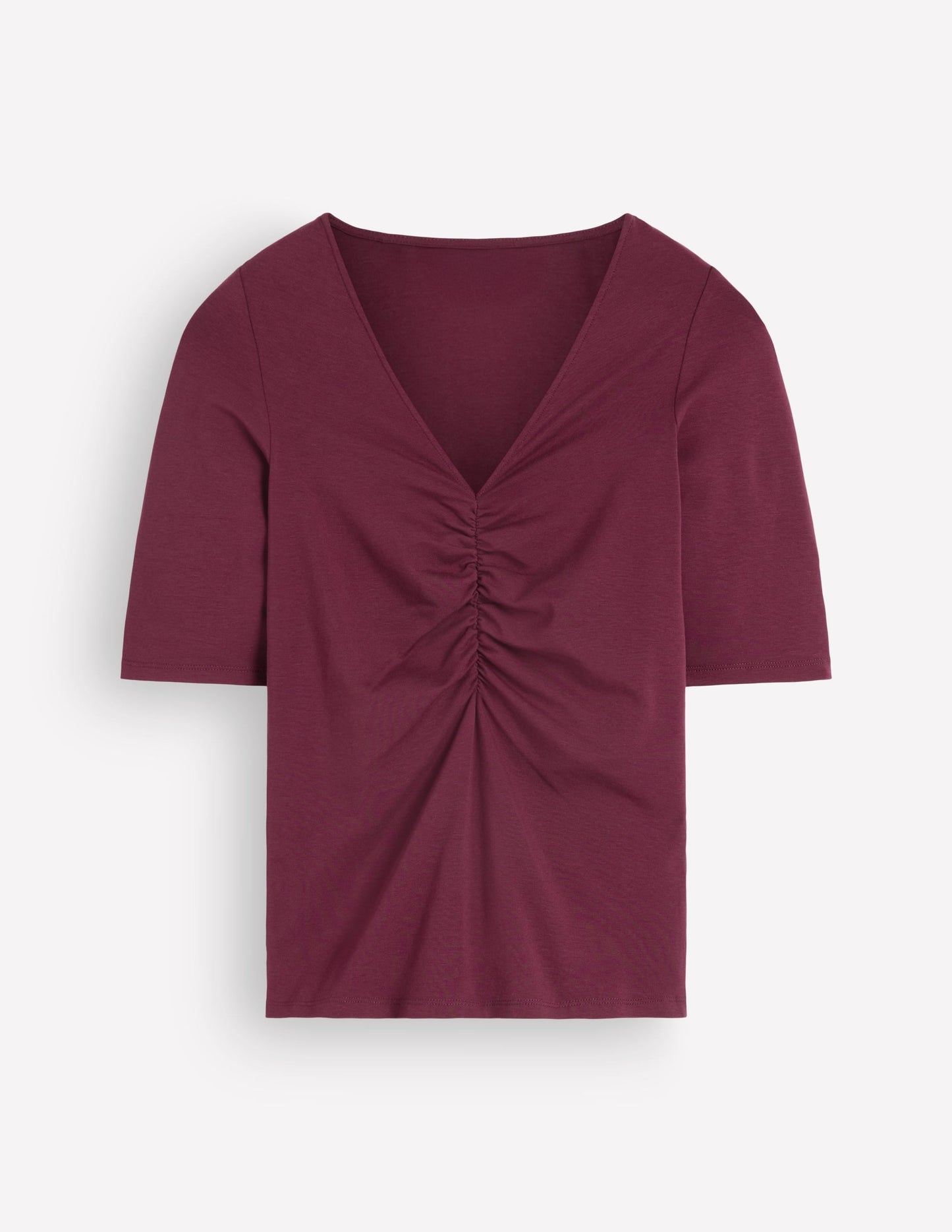 Tia Ruched V-neck Top-Deep Wisteria
