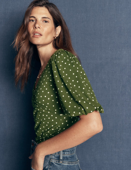Tia Ruched Wrap Top-Boden Spot