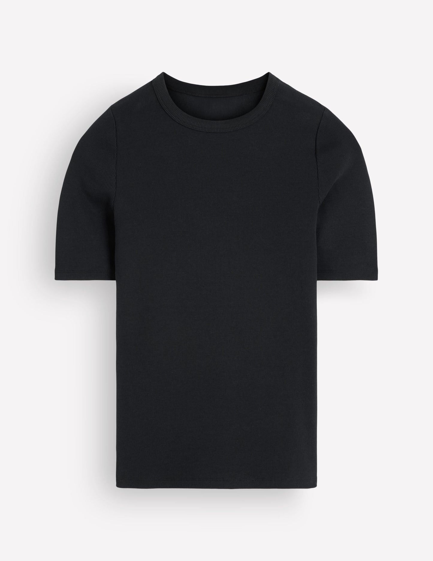 Ribbed Cotton T-Shirt-Black