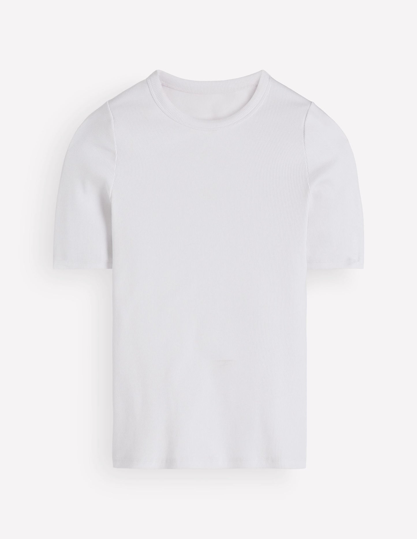 Ribbed Cotton T-Shirt-White