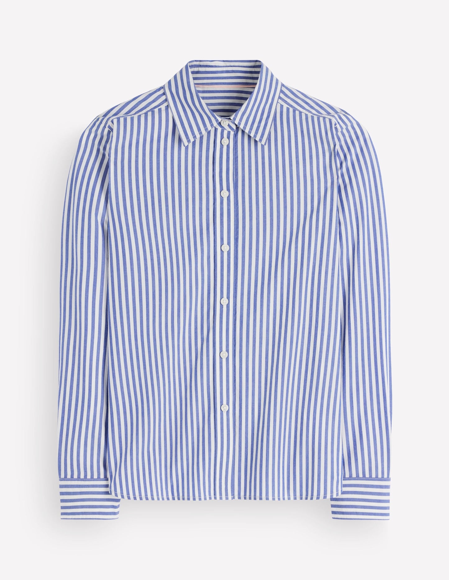 The New Sienna Cotton Shirt-Bright Blue, Ivory Stripe