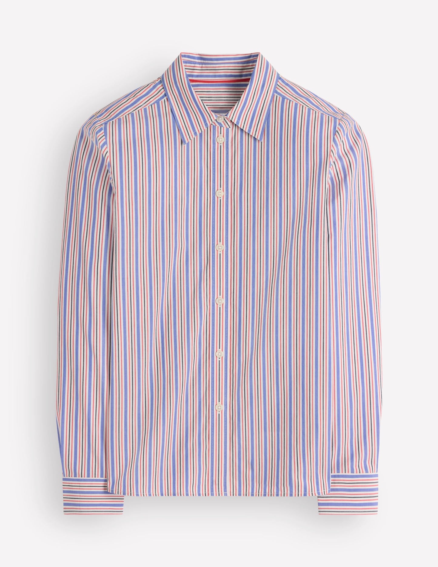 The New Sienna Cotton Shirt-Blue, Jam Red Stripe