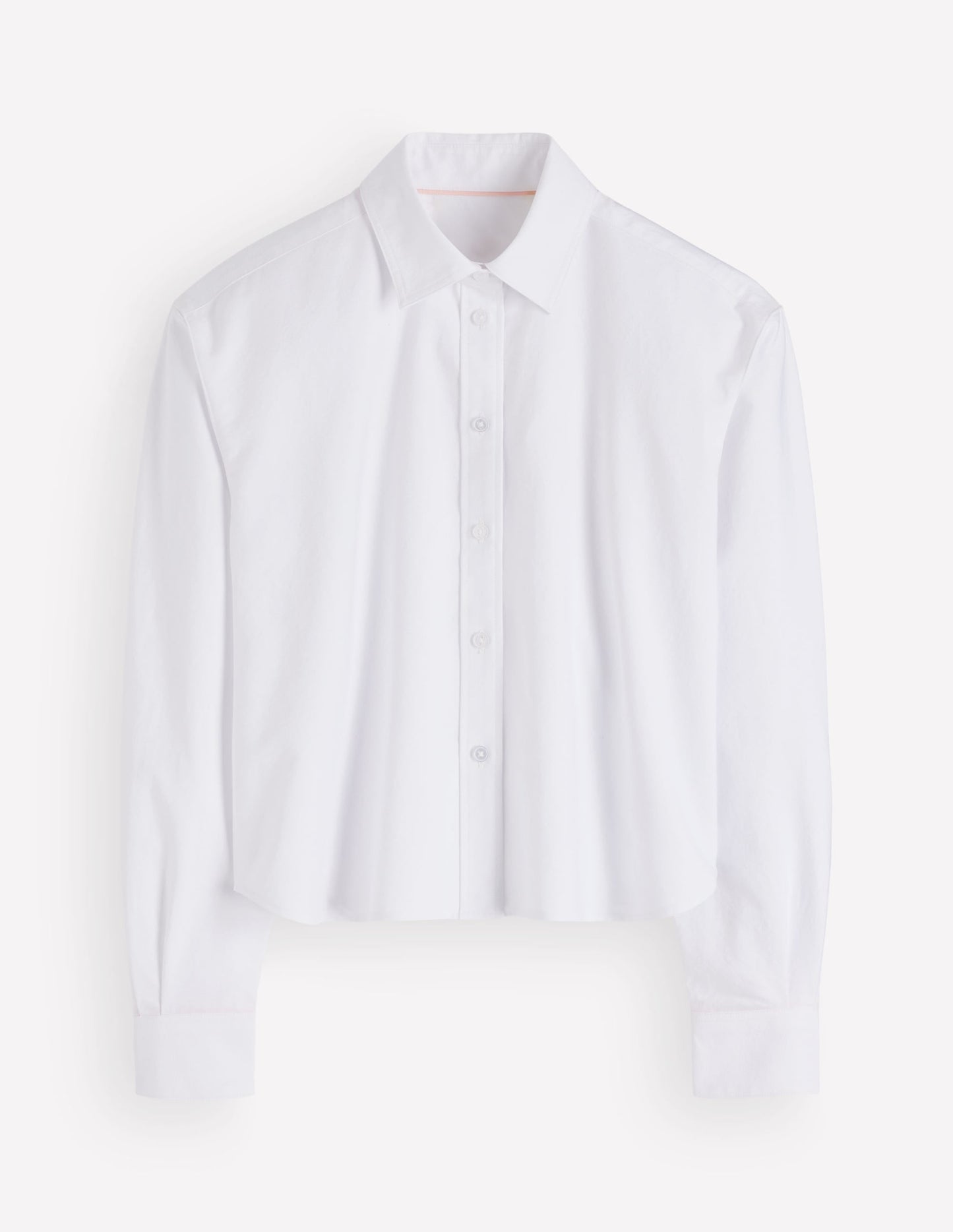 Sienna Cropped Cotton Shirt-White Oxford