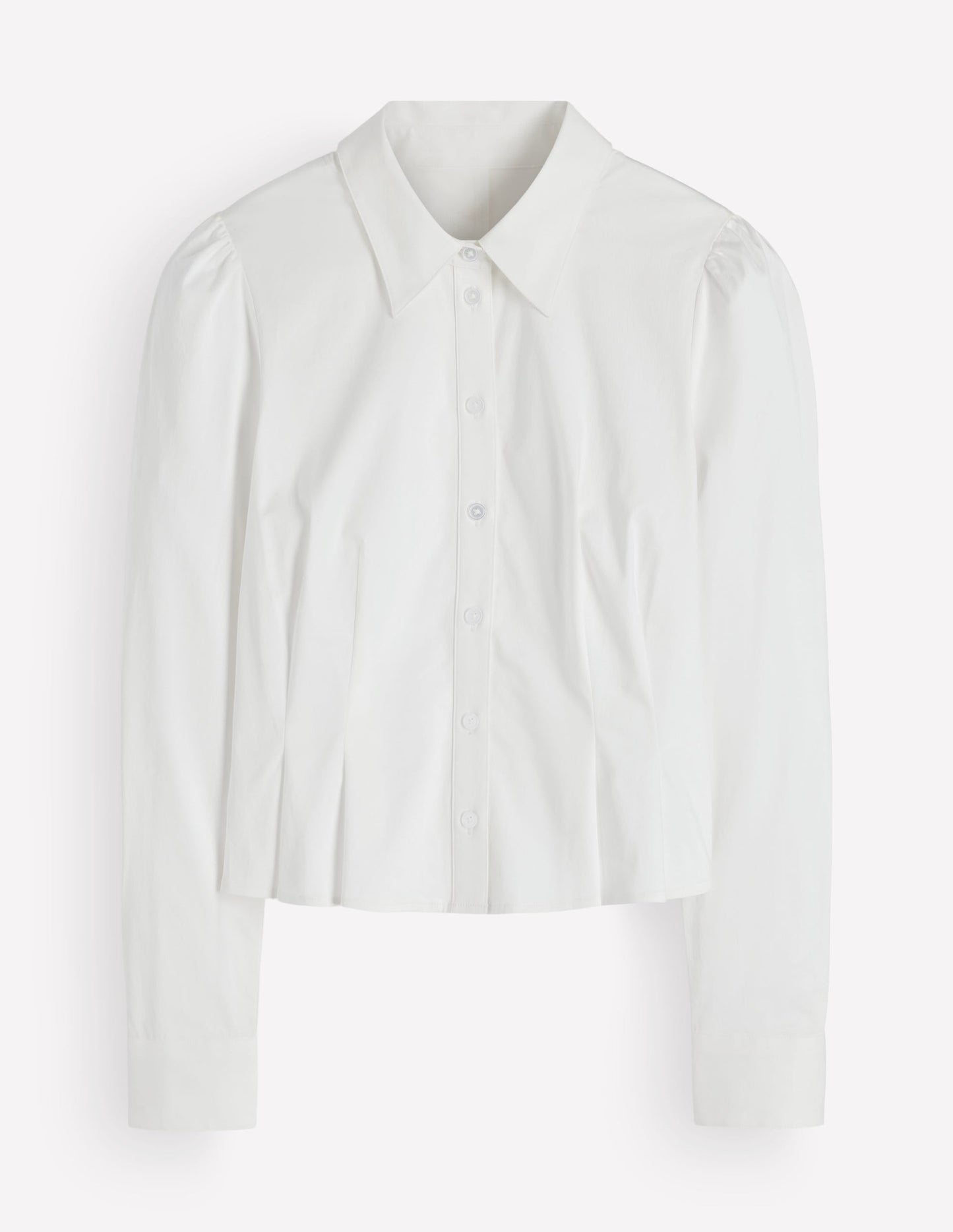Julia Darted Cotton Shirt-White