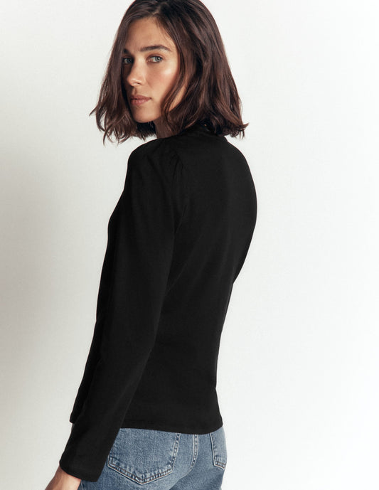 Supersoft Puff Sleeve Shirt-Black