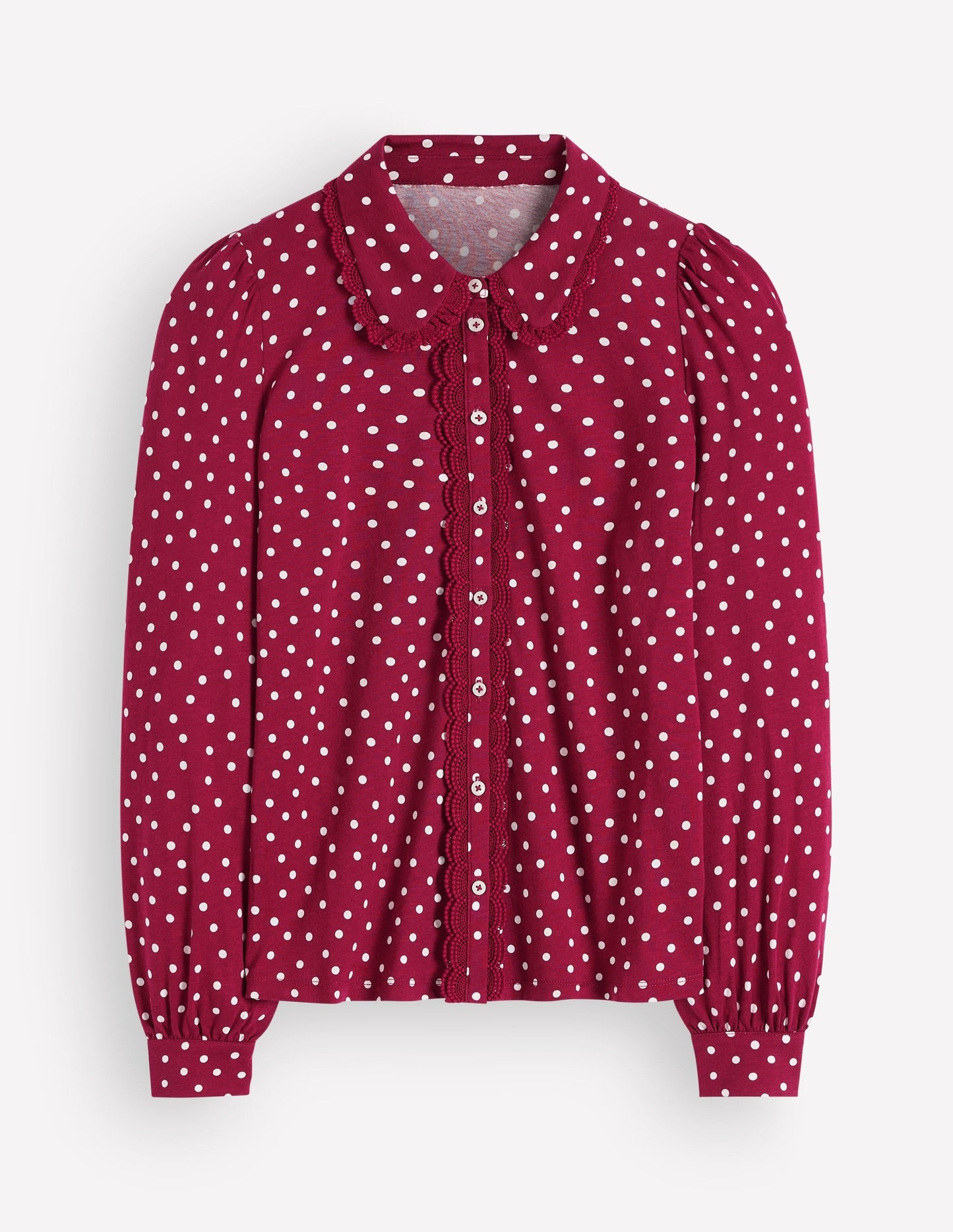 Lace Frill Blouse-Ruby Red, Boden Spot