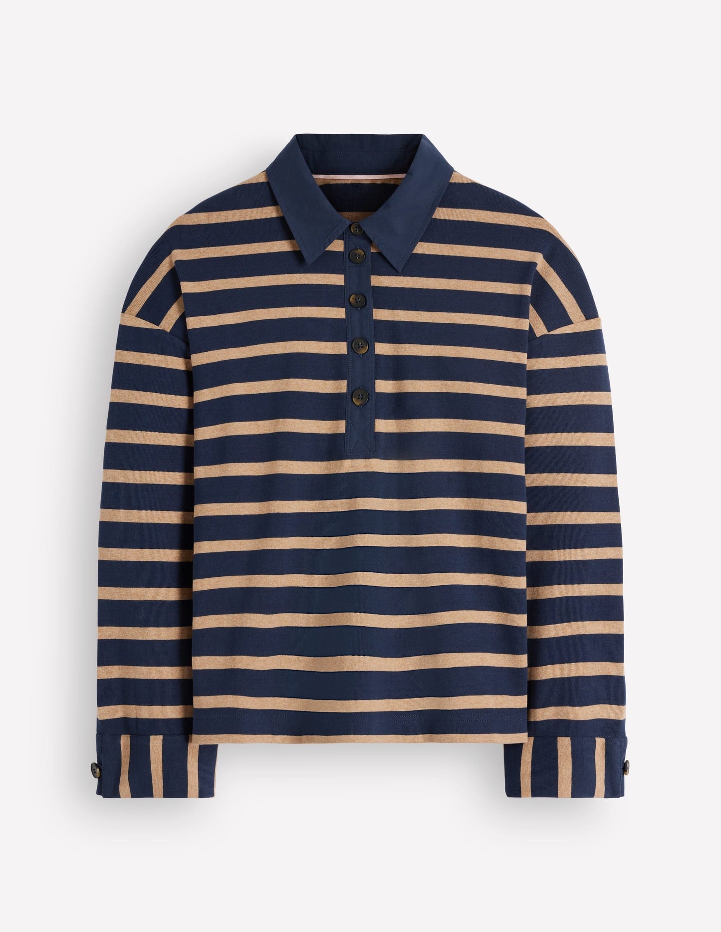 Polo Collar Mariner-Navy and Camel Stripe