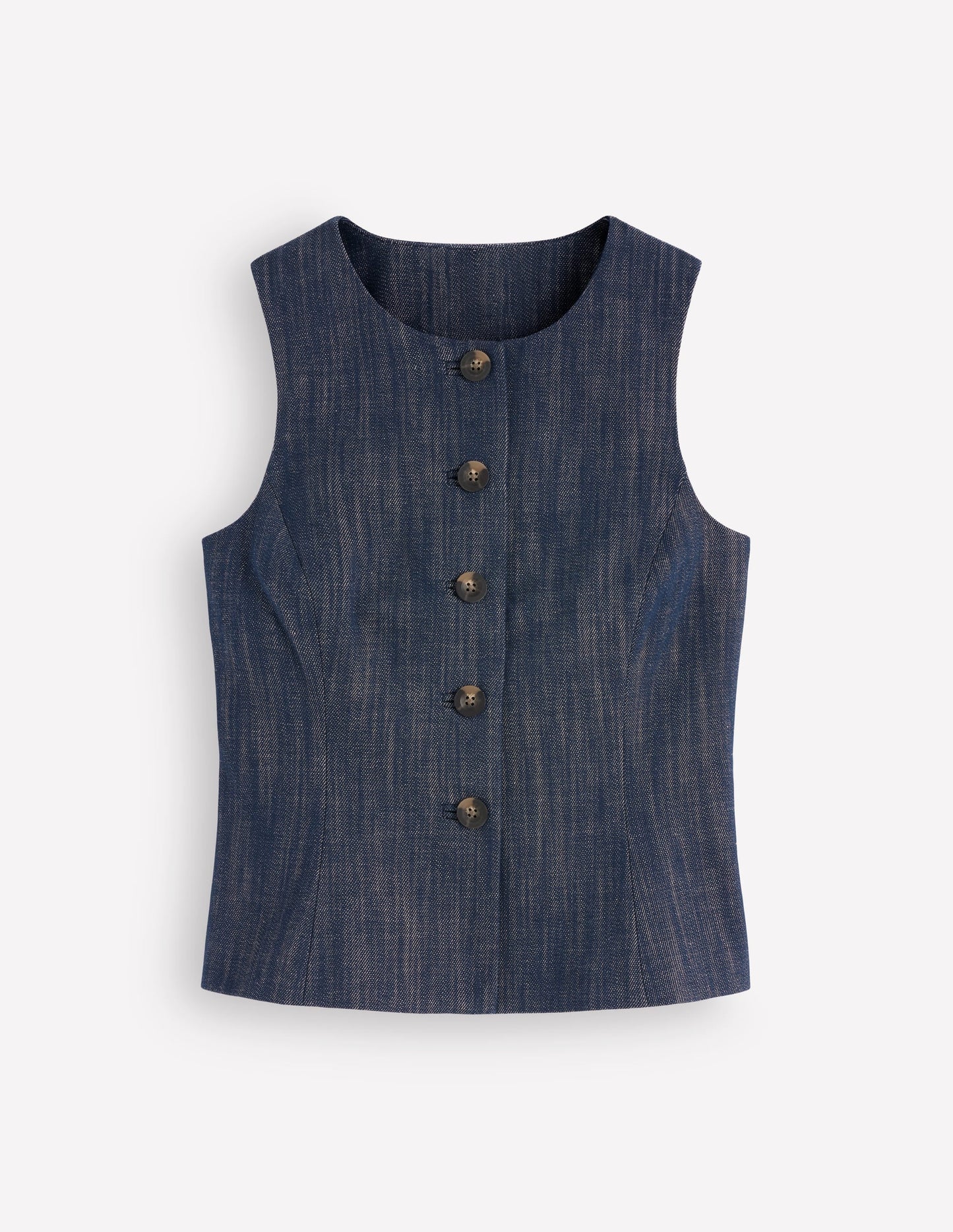 Twill Peplum Waistcoat-Indigo