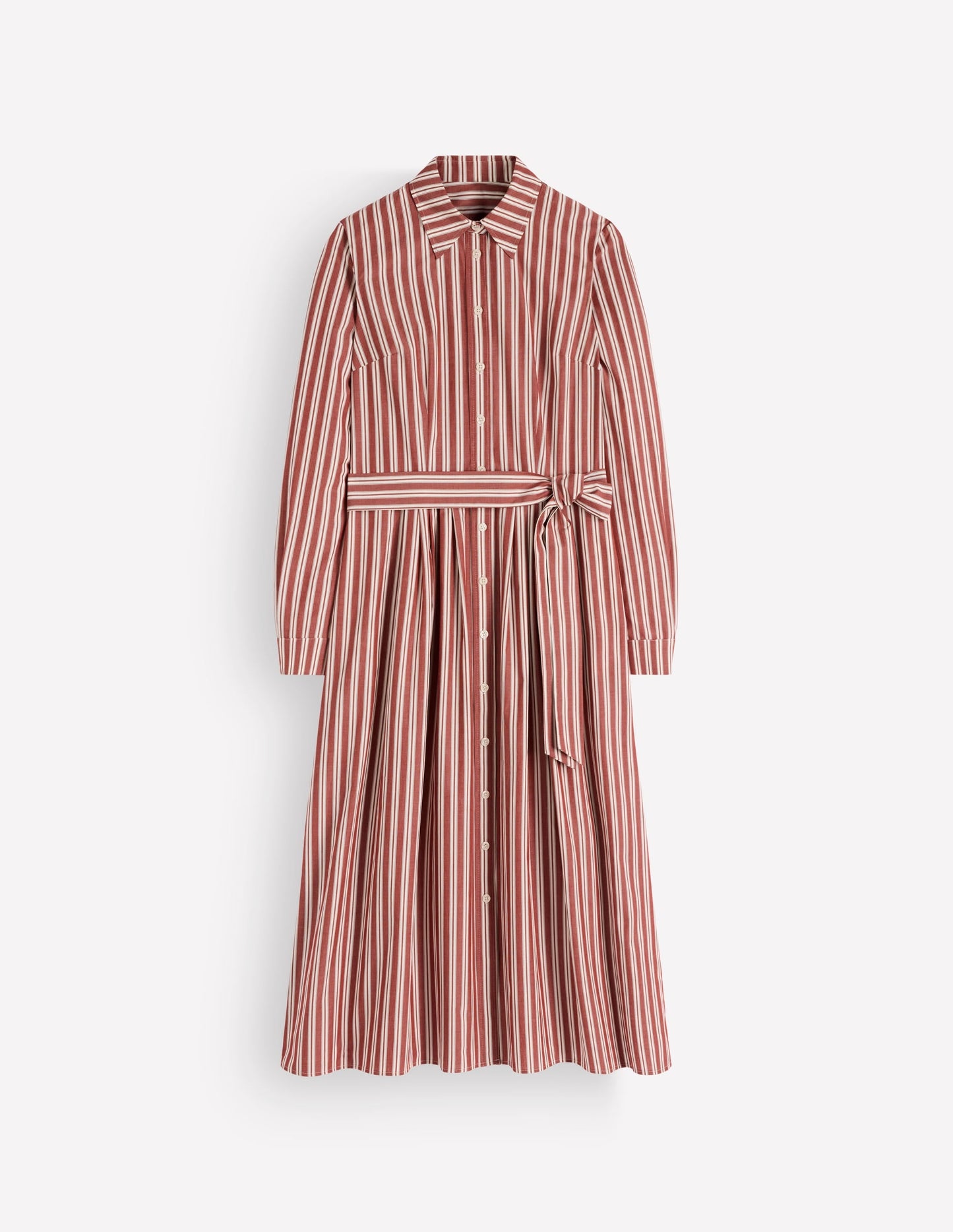 Alexa Cotton Midi Shirt Dress-Rich Chestnut Stripe