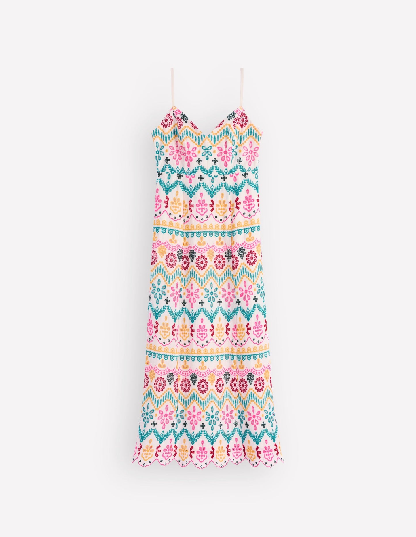 Empire Linen Broderie Dress-Multi Broderie
