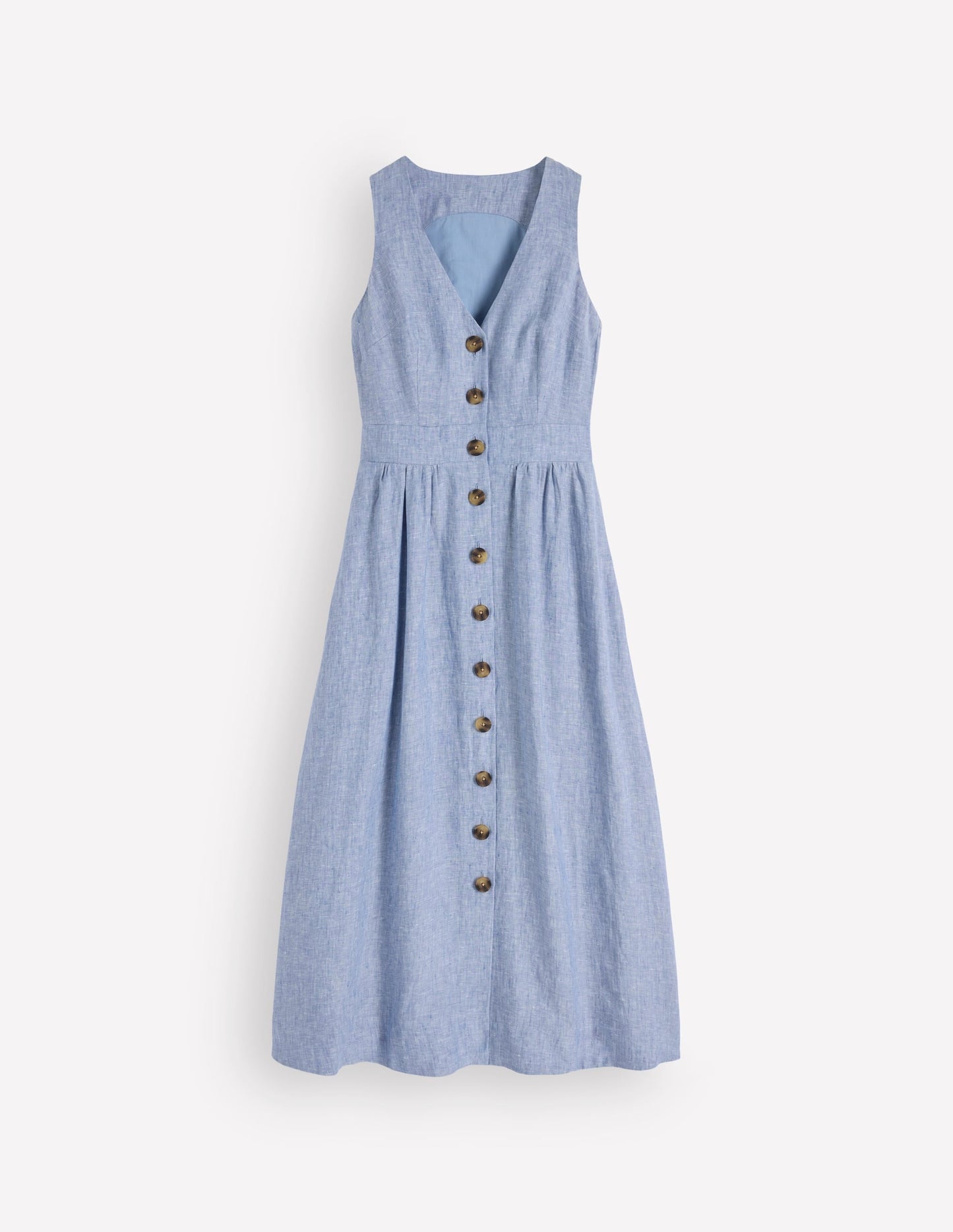Catherine Button Linen Dress-Chambray