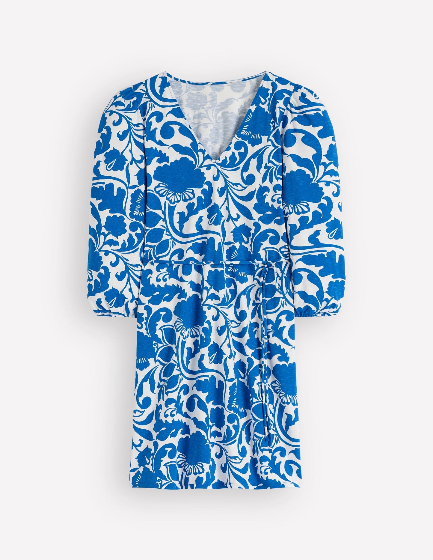 Cary V-Neck Short Dress-Blue, Flourishing Meadow