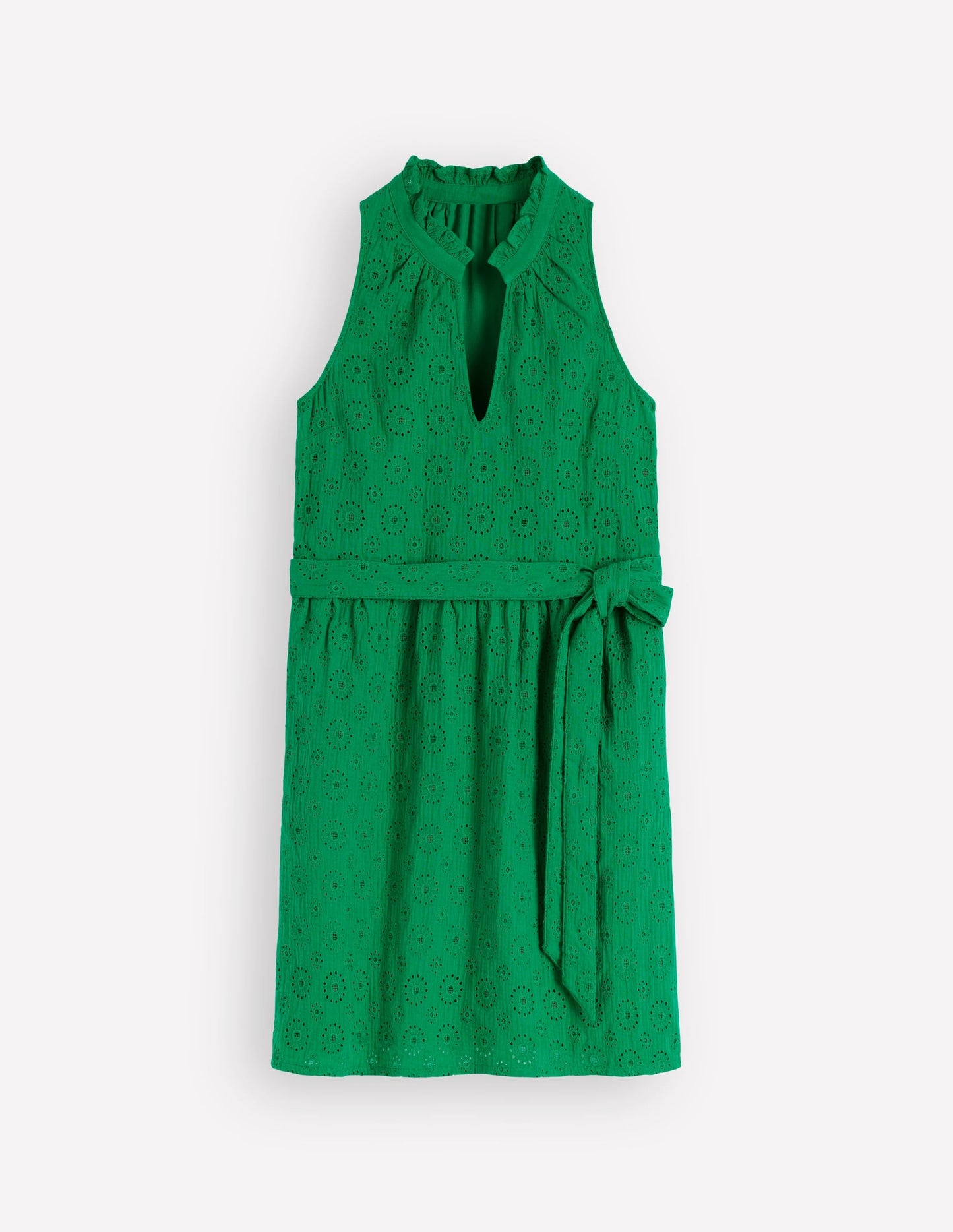 Viv Double Cloth Short Dress-Highland Green Broderie