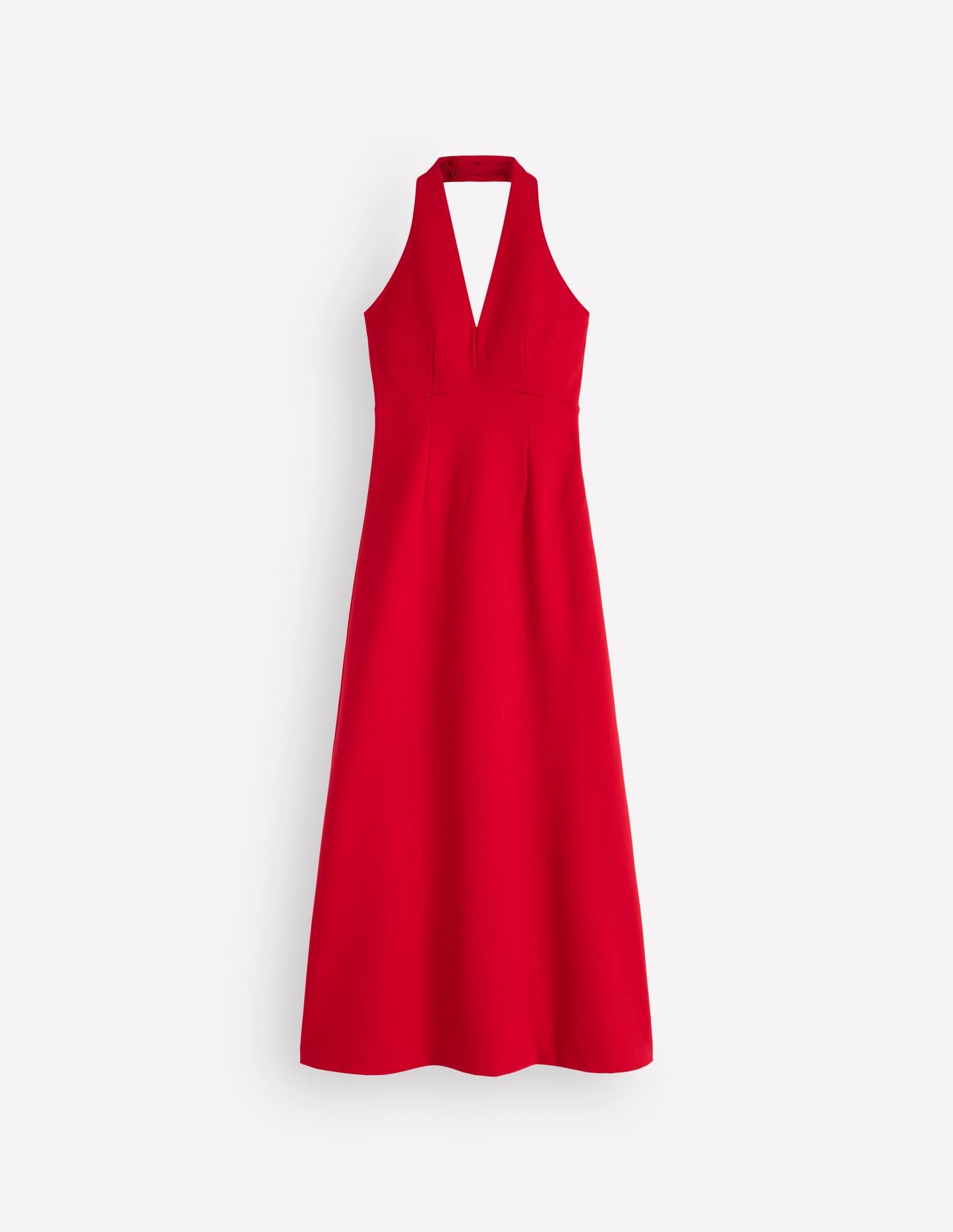 Halter Neck Empire Maxi Dress-Red