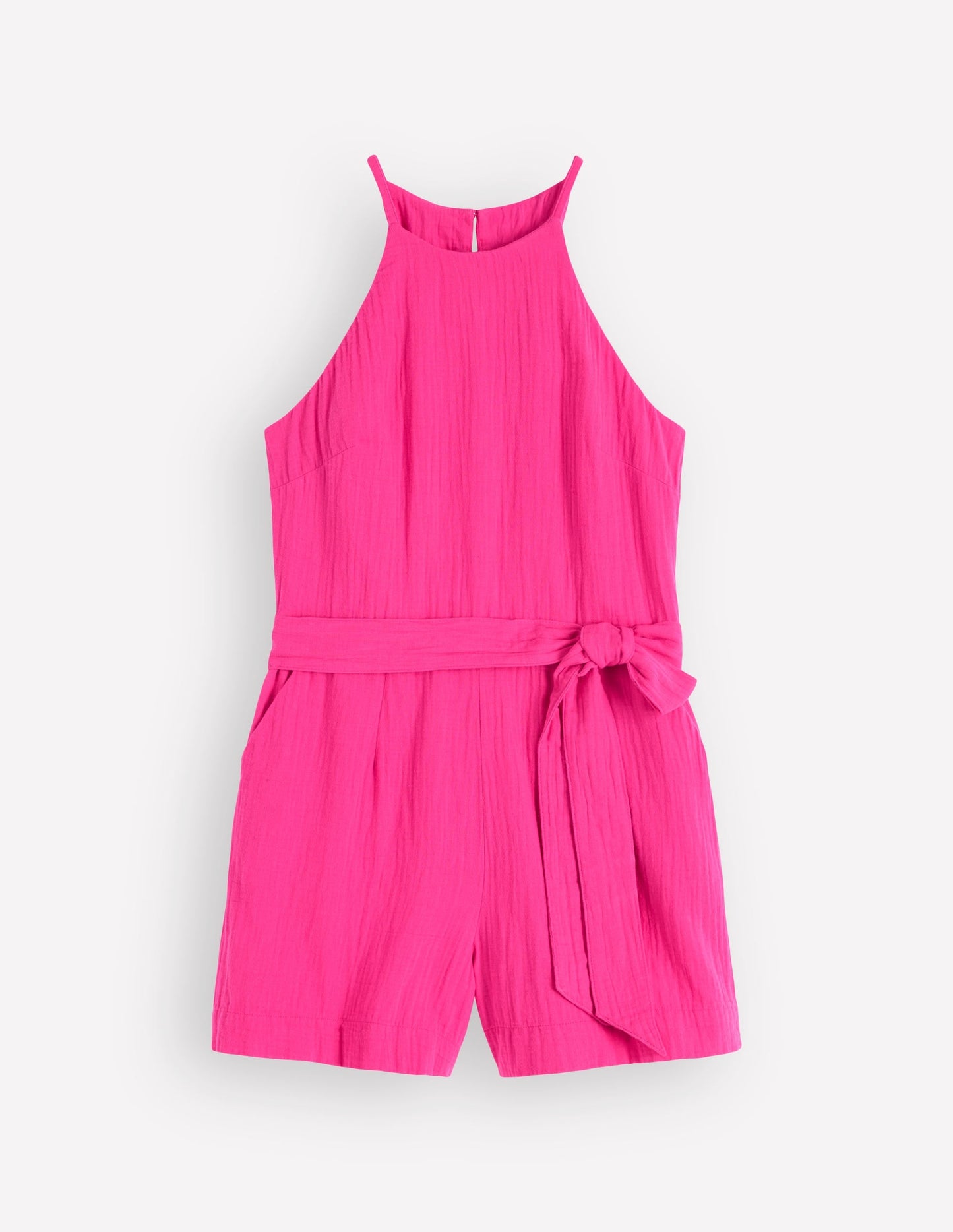 Rosa Double Cloth Playsuit-Pink Peony