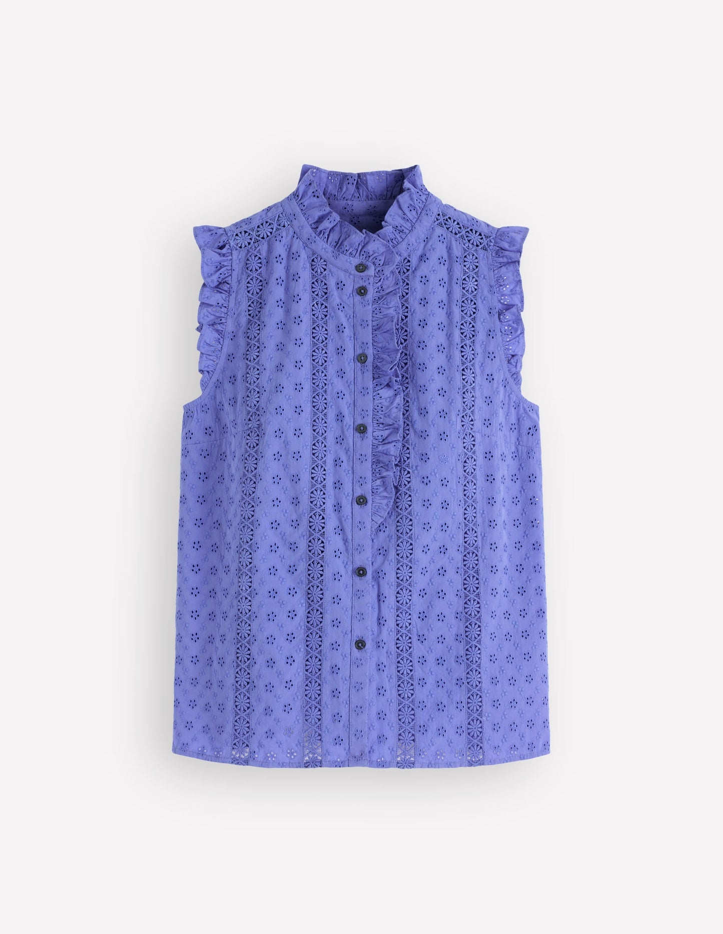 Isabel Sleeveless Broderie Top-Cornflower Blue