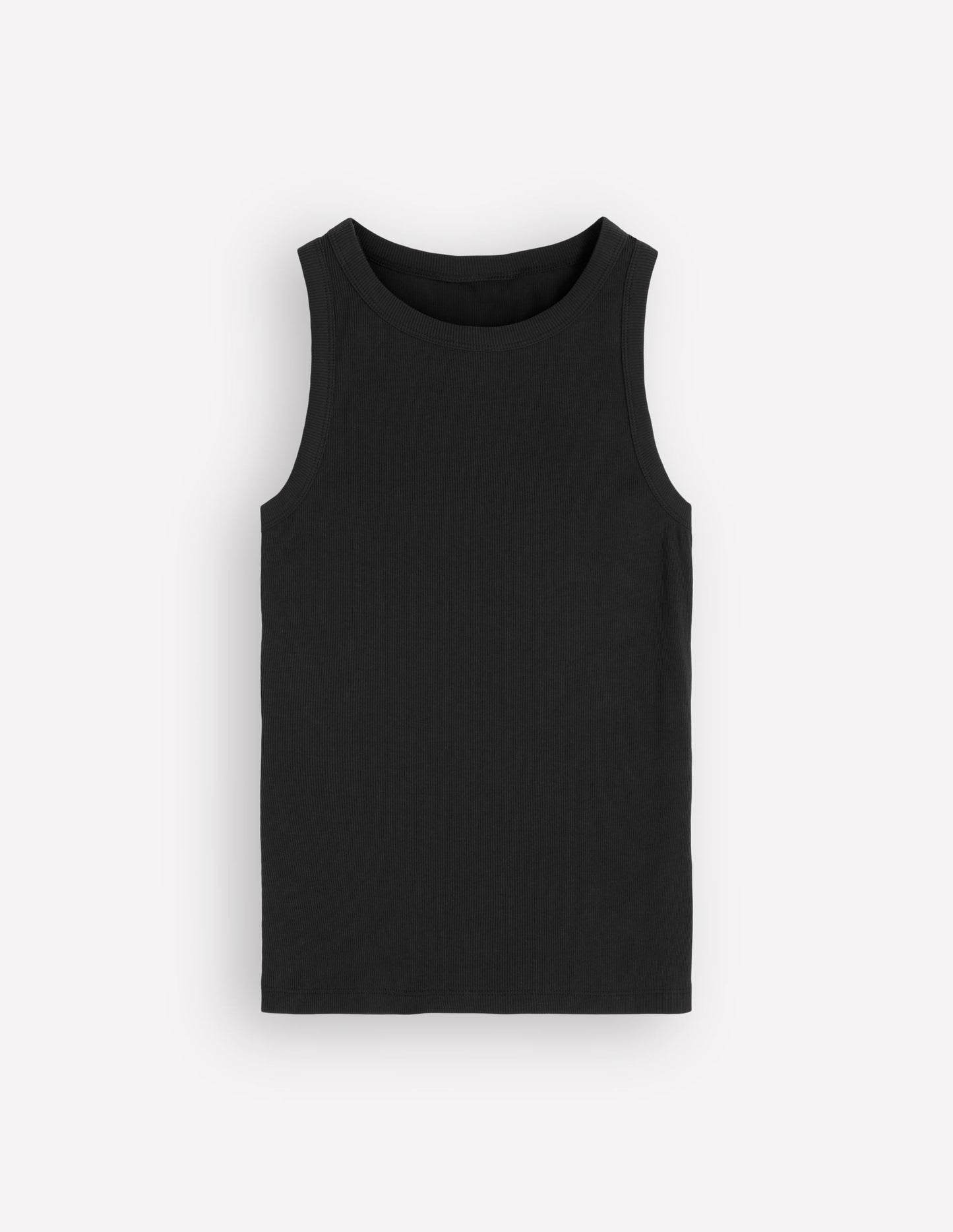 Ribbed Cotton Vest-Black