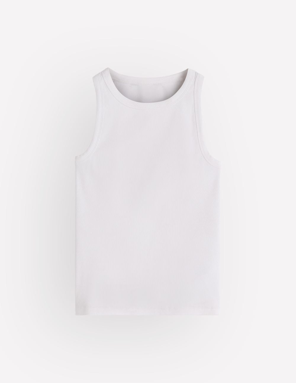 Ribbed Cotton Vest-White