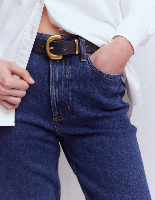 Chunky Buckle Belt-Navy