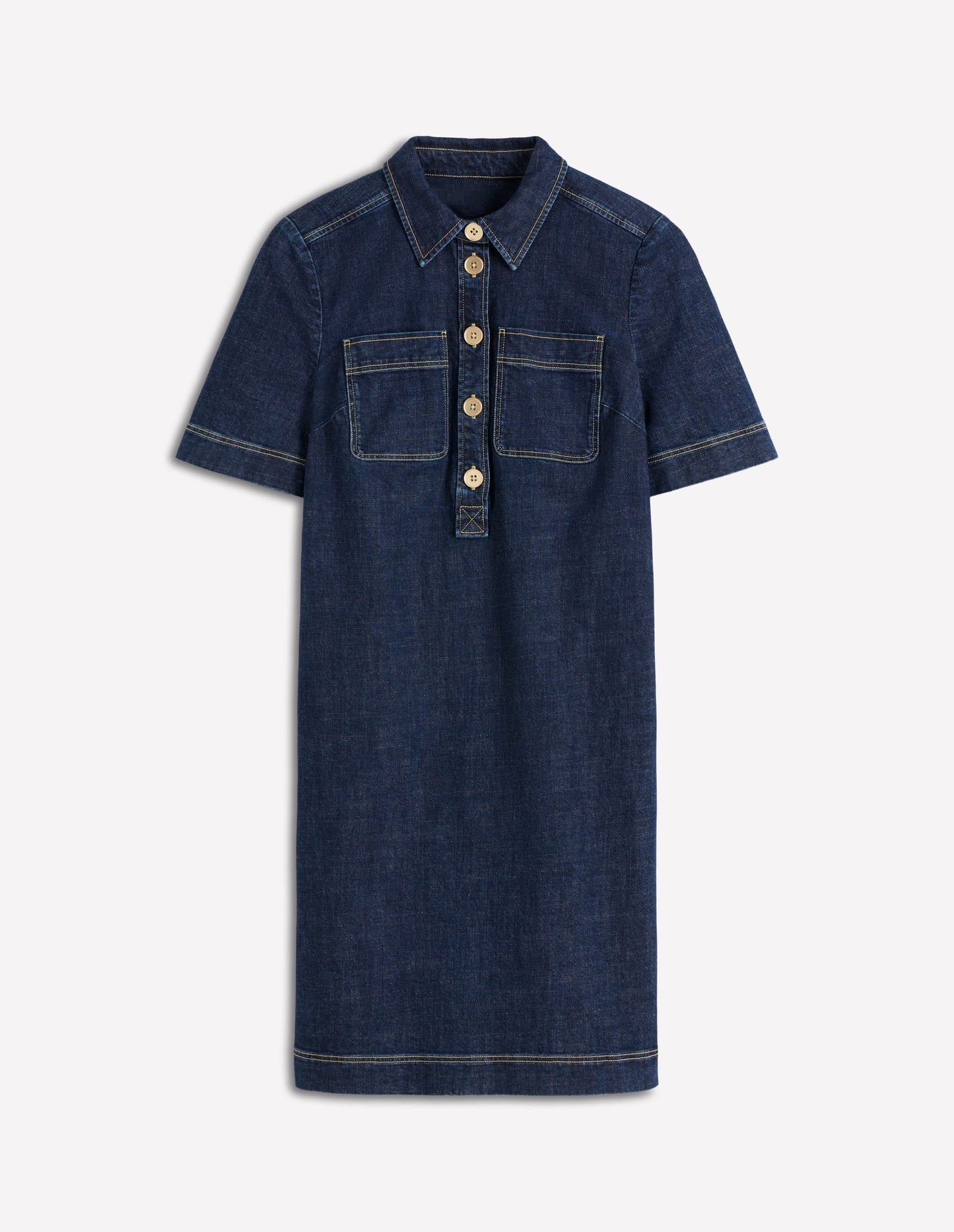 Zia Pocket Shift Dress-Dark Indigo