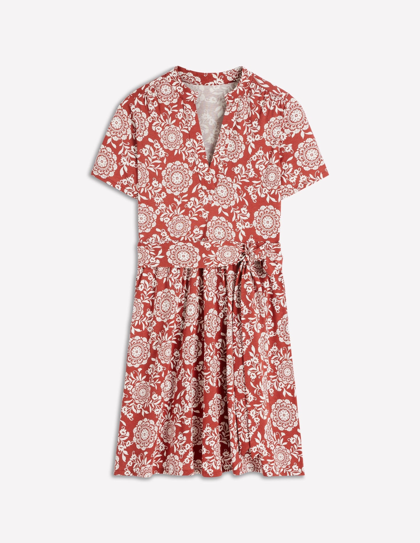 Daisy Flippy Jersey Dress-Brown, Decorative Blossom