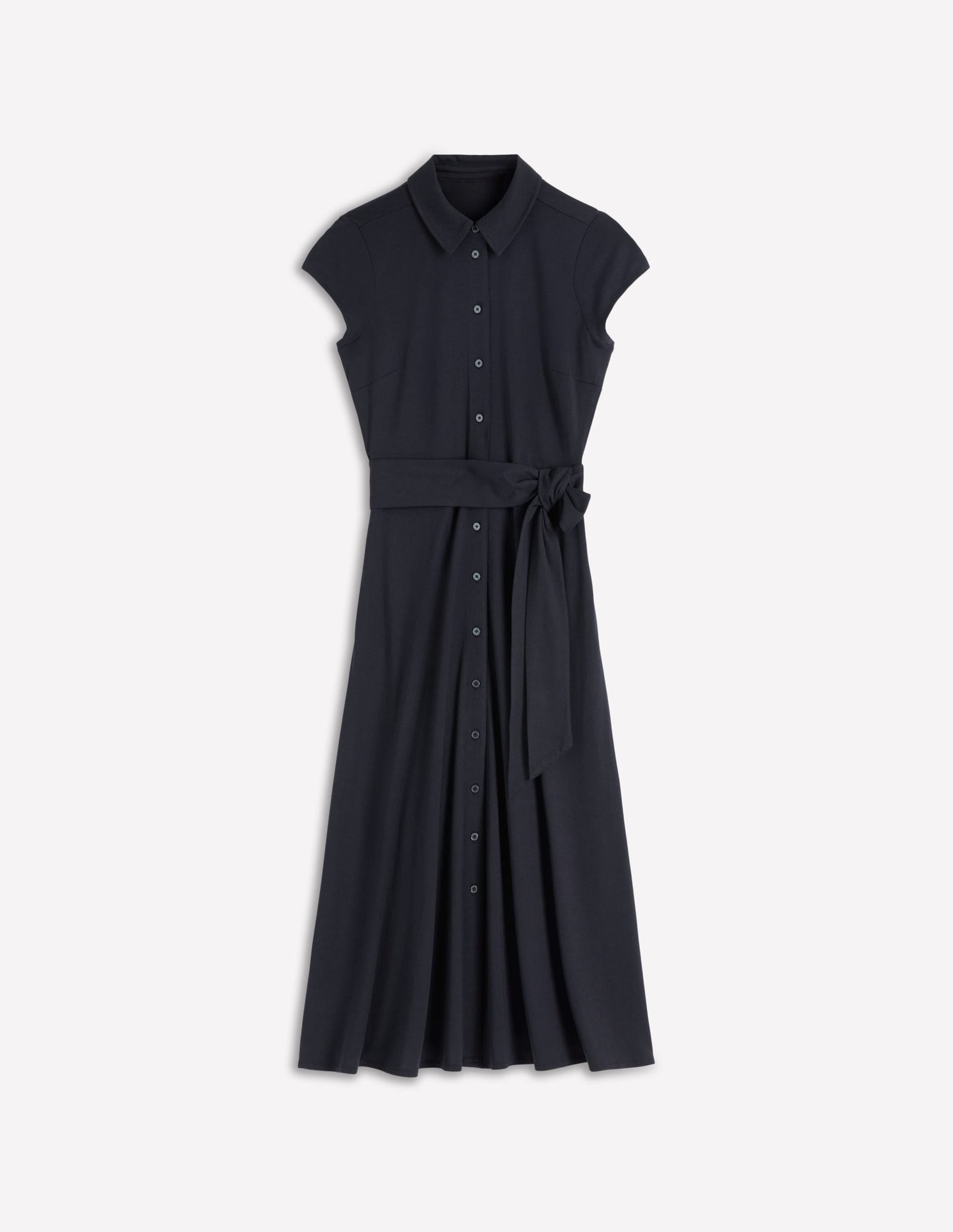 Marcia Jersey Shirt Dress-Navy
