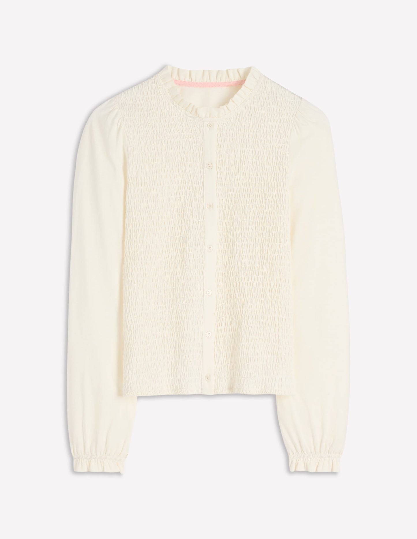 Supersoft Smocked button top-Ivory