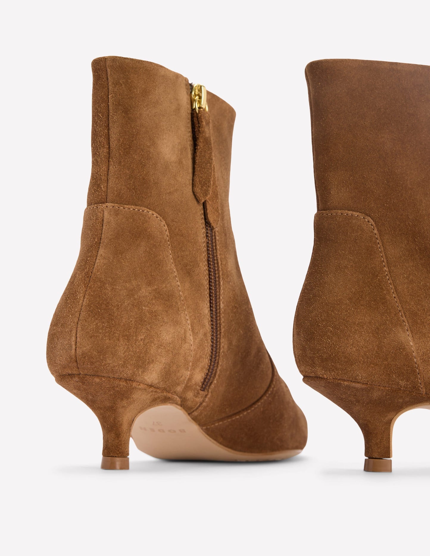 Isobel Kitten Heel Ankle Boot-Cognac Suede