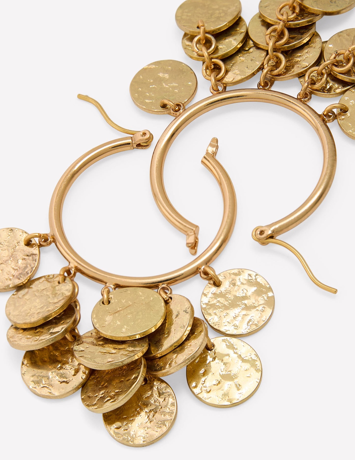 Hammered Gold Teardrop Hoops-Gold Colour