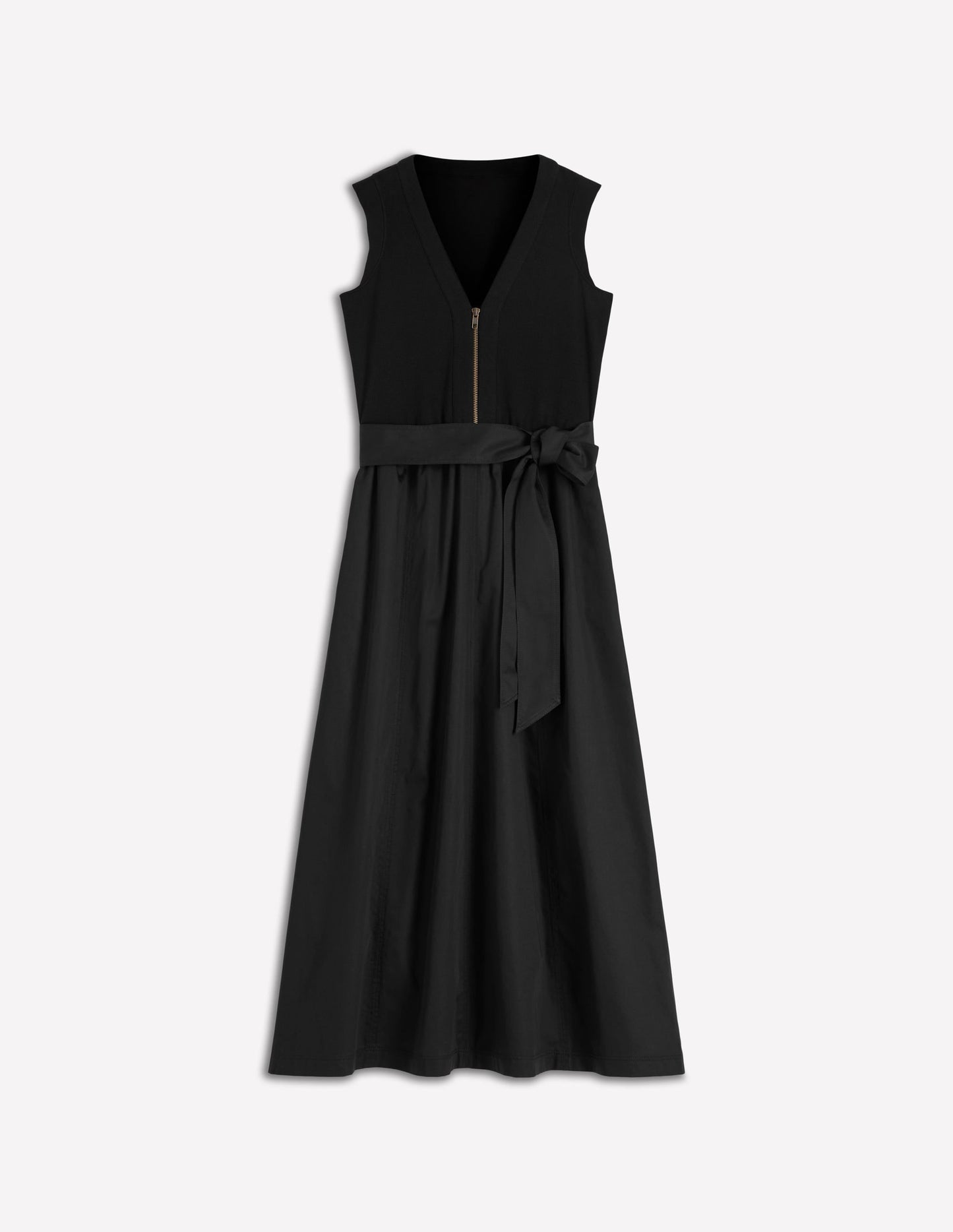 Zip-front Mix Media Dress-Black