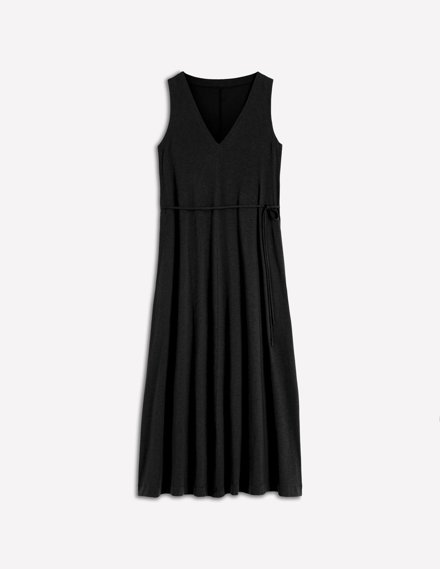 Mia V-neck Jersey Midi Dress-Black