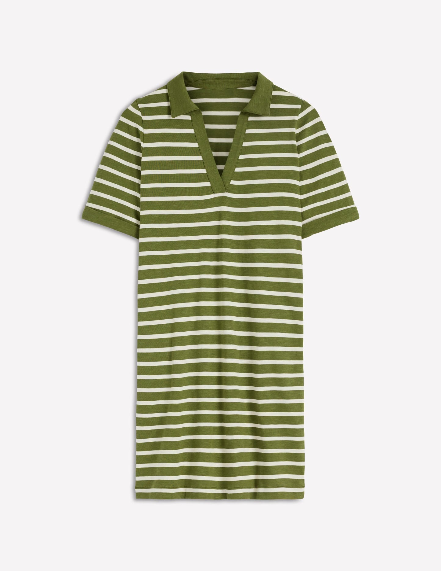 Tilda Jersey T-shirt Dress-Olive and Ivory Stripe