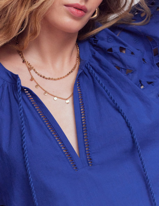Embroidered Sleeve Kaftan-Blue Embroidery