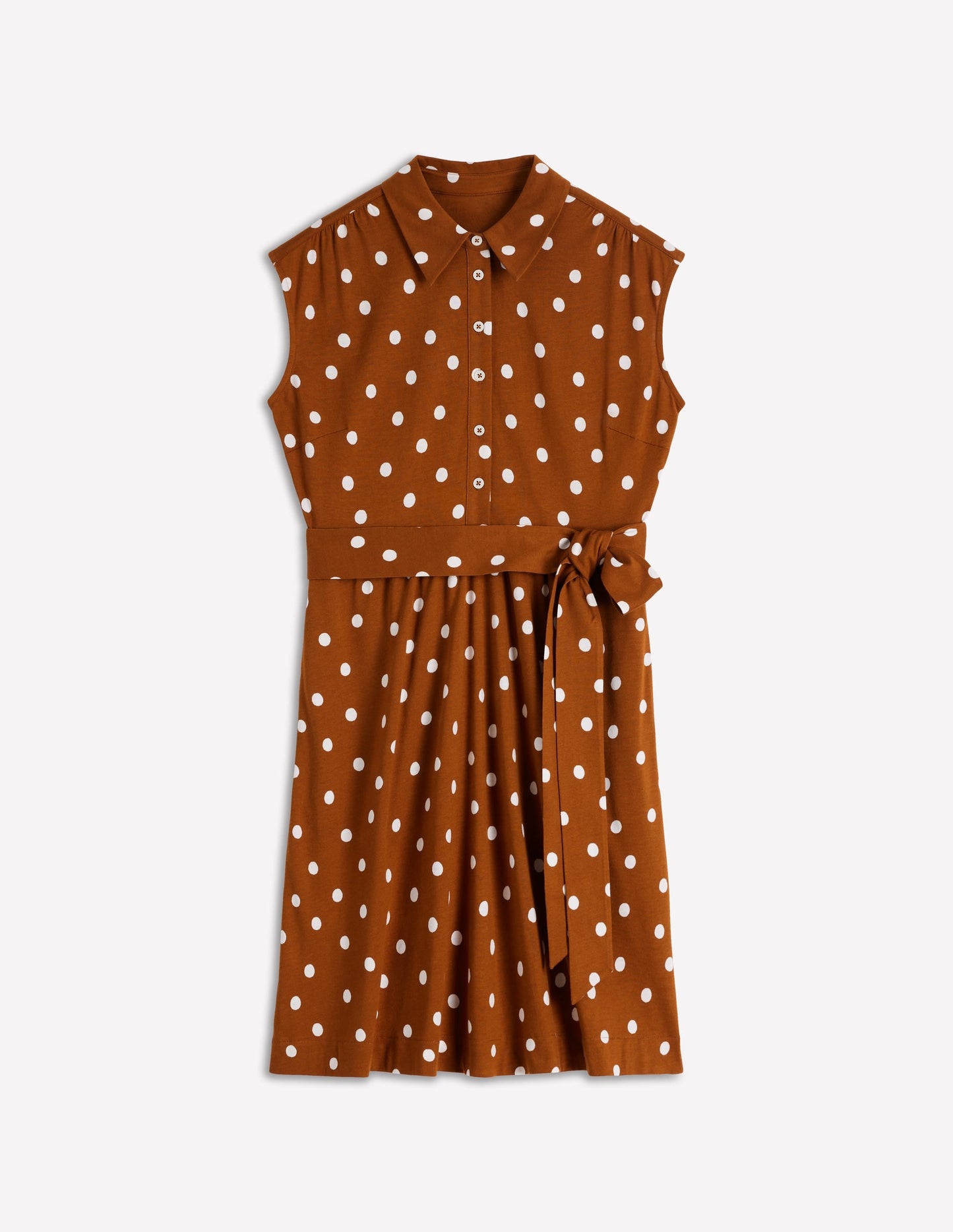 Honor Short Jersey Shirt Dress-Cognac, Painted Dot Spaced