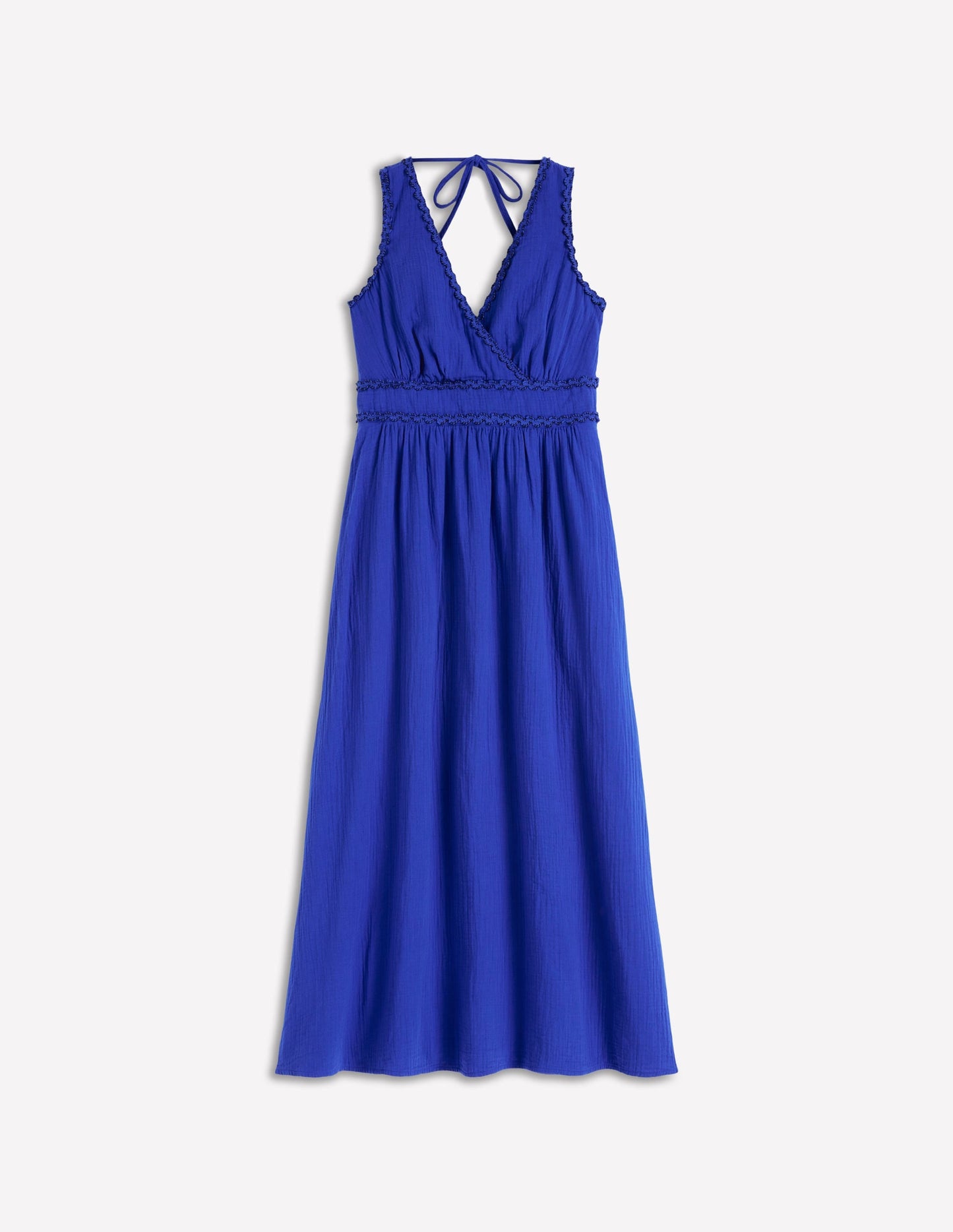 Lorna Trim Double Cloth Dress-Bright Blue