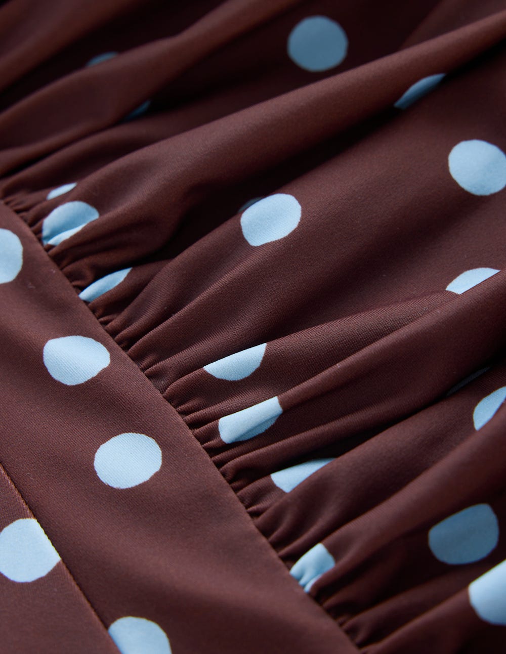 Kythira Ruched Swimsuit-Chocolate and Blue Painted Dot