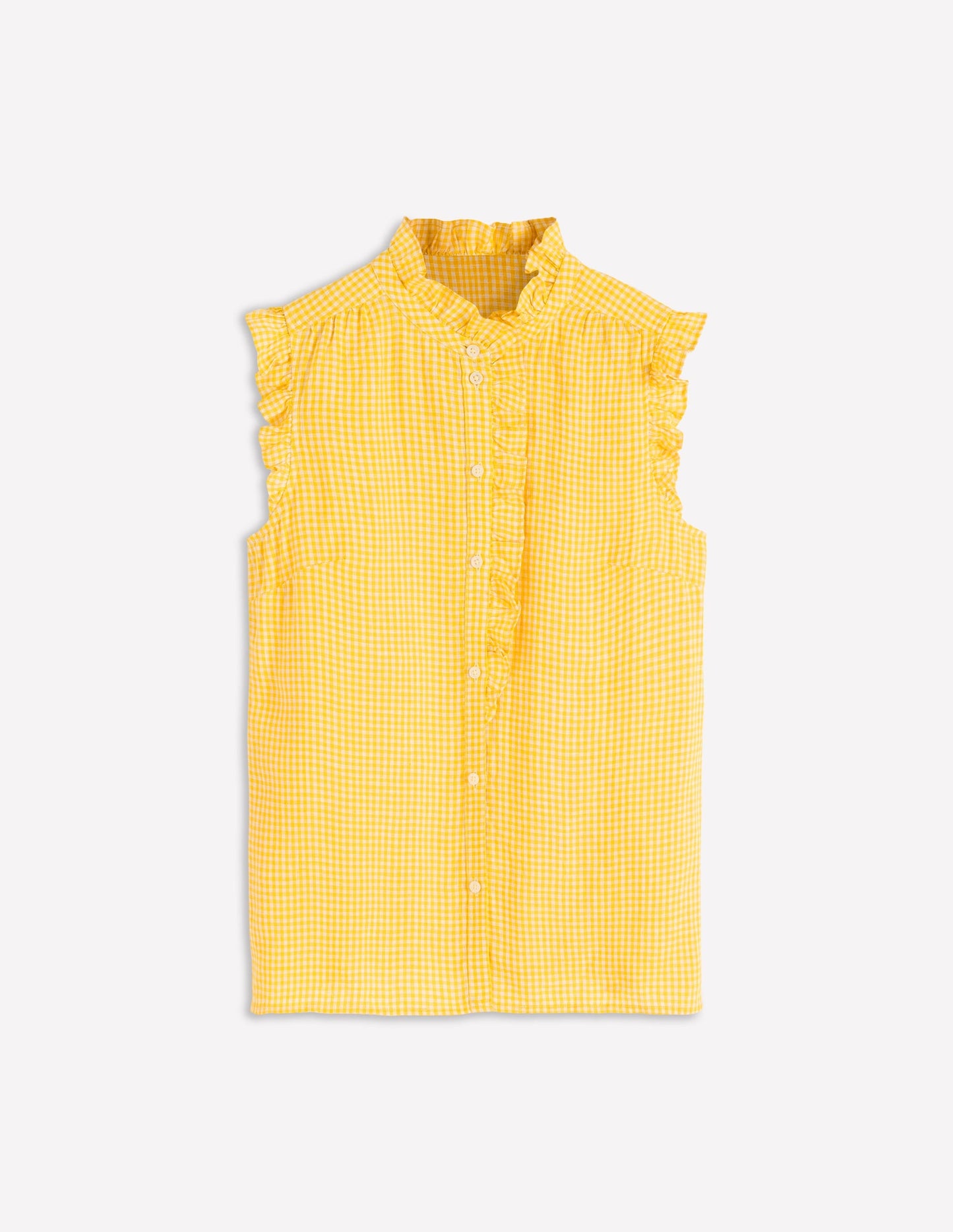 Isabel Sleeveless Linen Top-French Marigold Micro Gingham