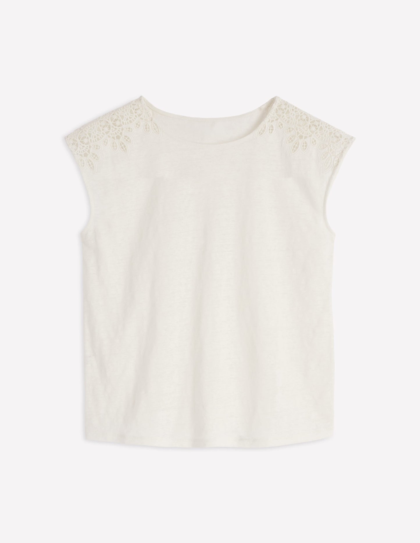 Tara Cutwork Linen Tee-Ivory