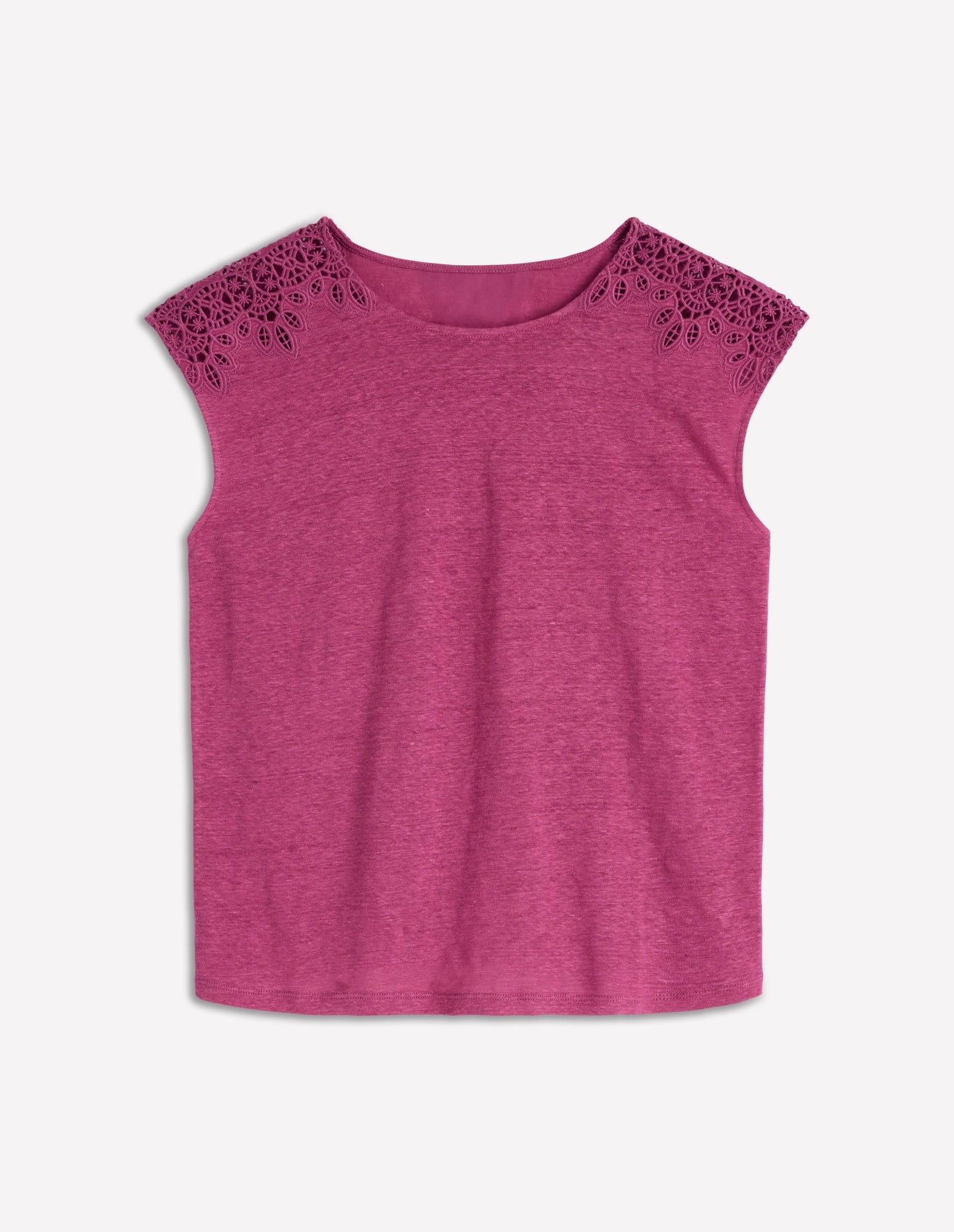 Tara Cutwork Linen Tee-Purple Damson
