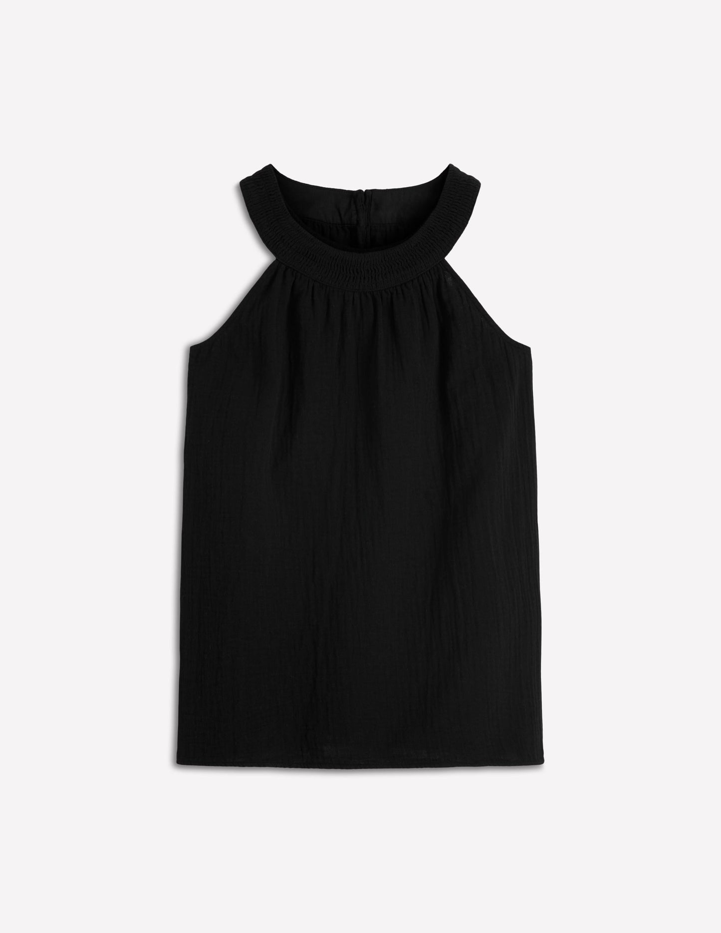 Halter-neck Double Cloth Top-Black