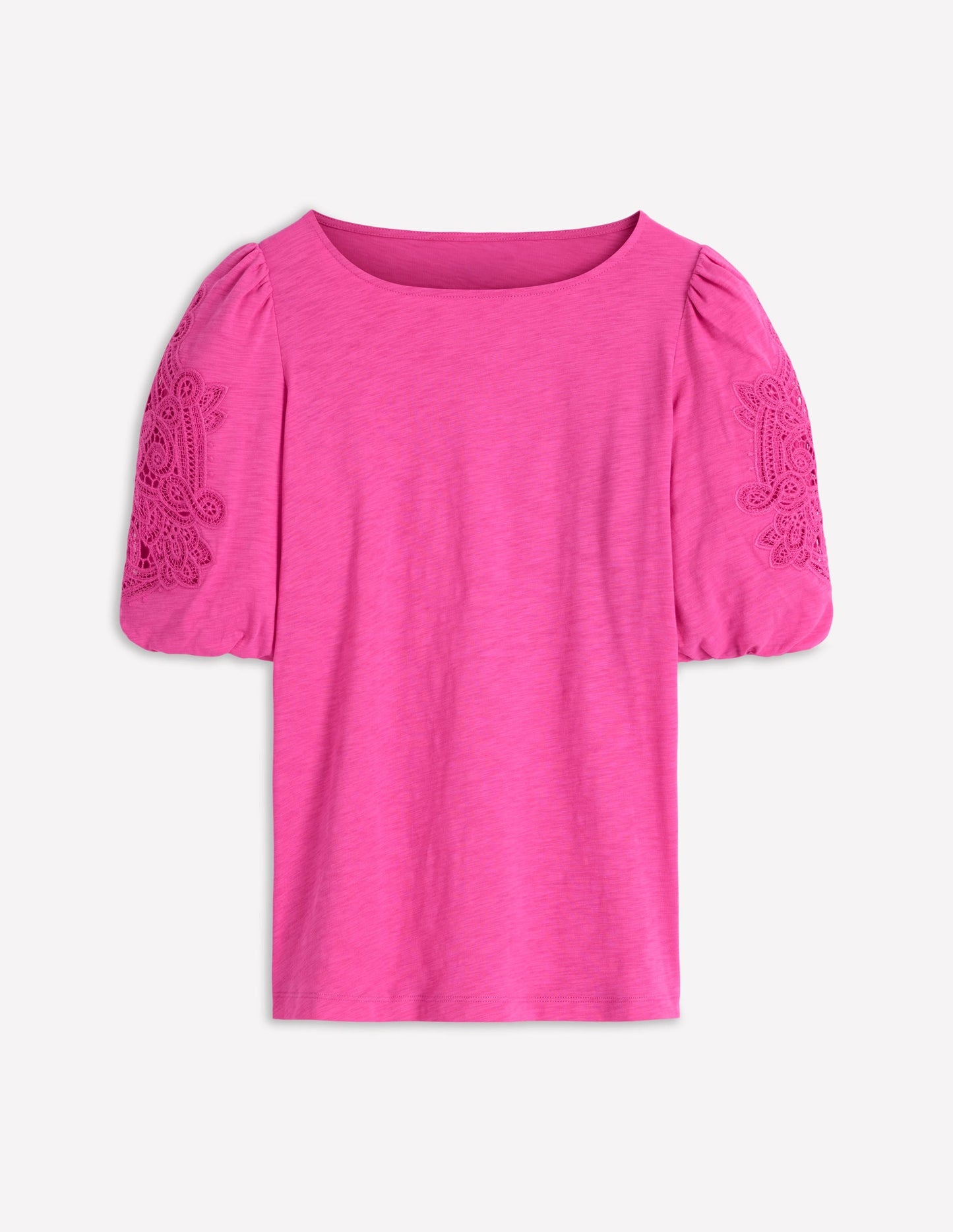 Cutwork Detail Jersey Top-Phlox Pink