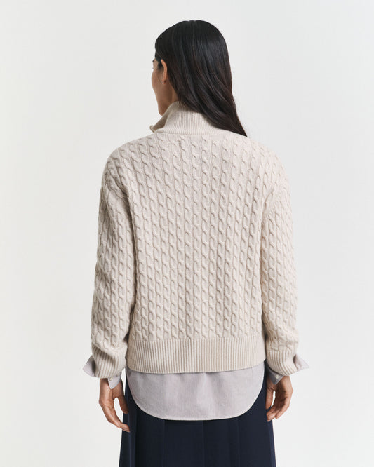 Strickjacke mit Reißverschluss und Zopfmuster