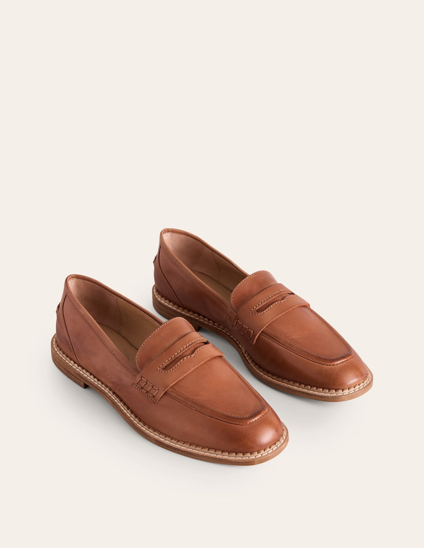 Nya Penny Loafers-Tan Burnished Leather
