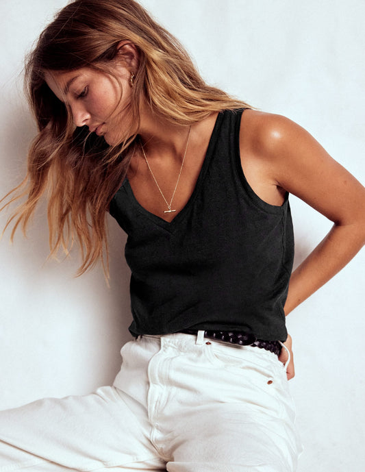 Sophie Slub Vest-Black
