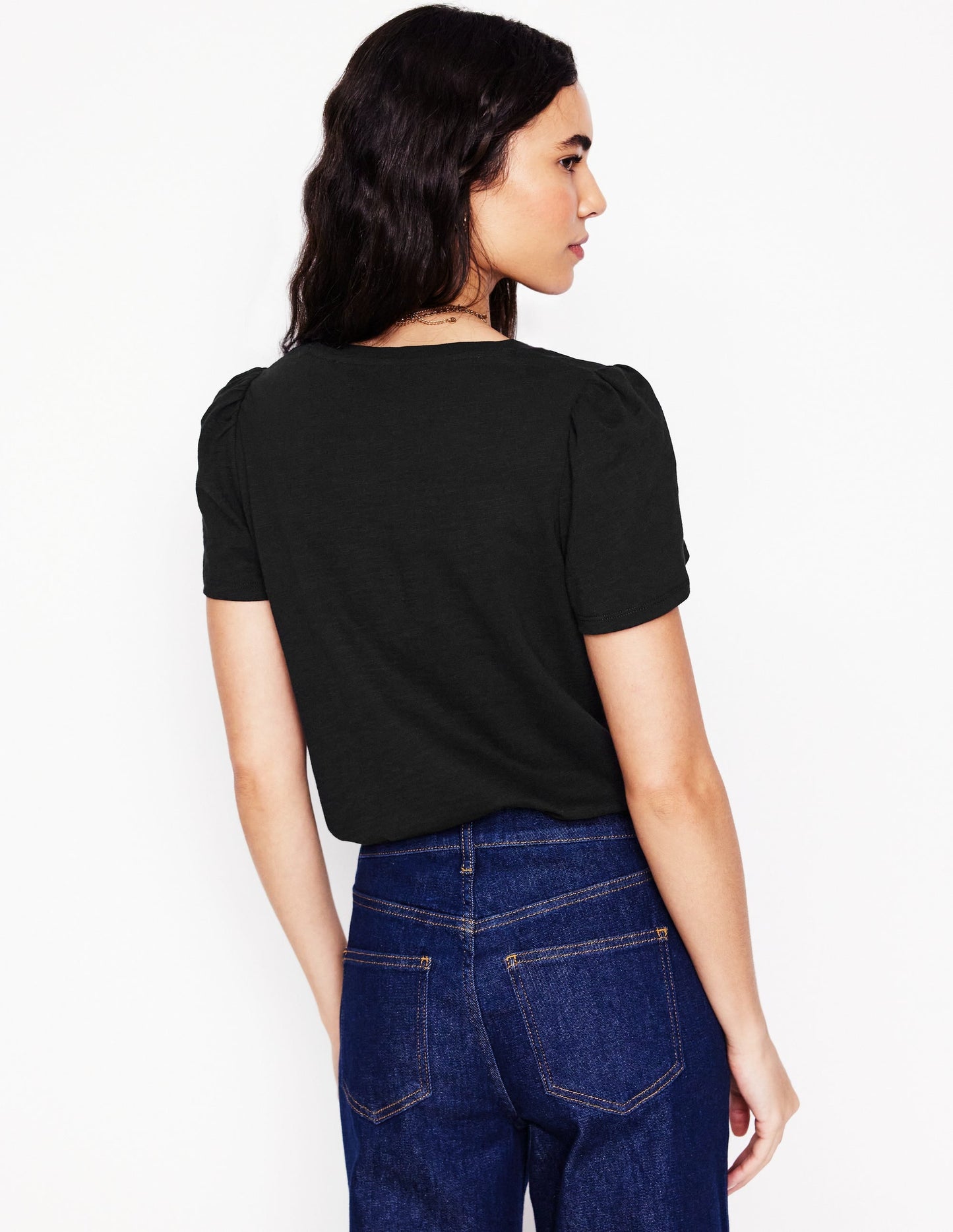 Sophie V-neck Slub T-shirt-Black