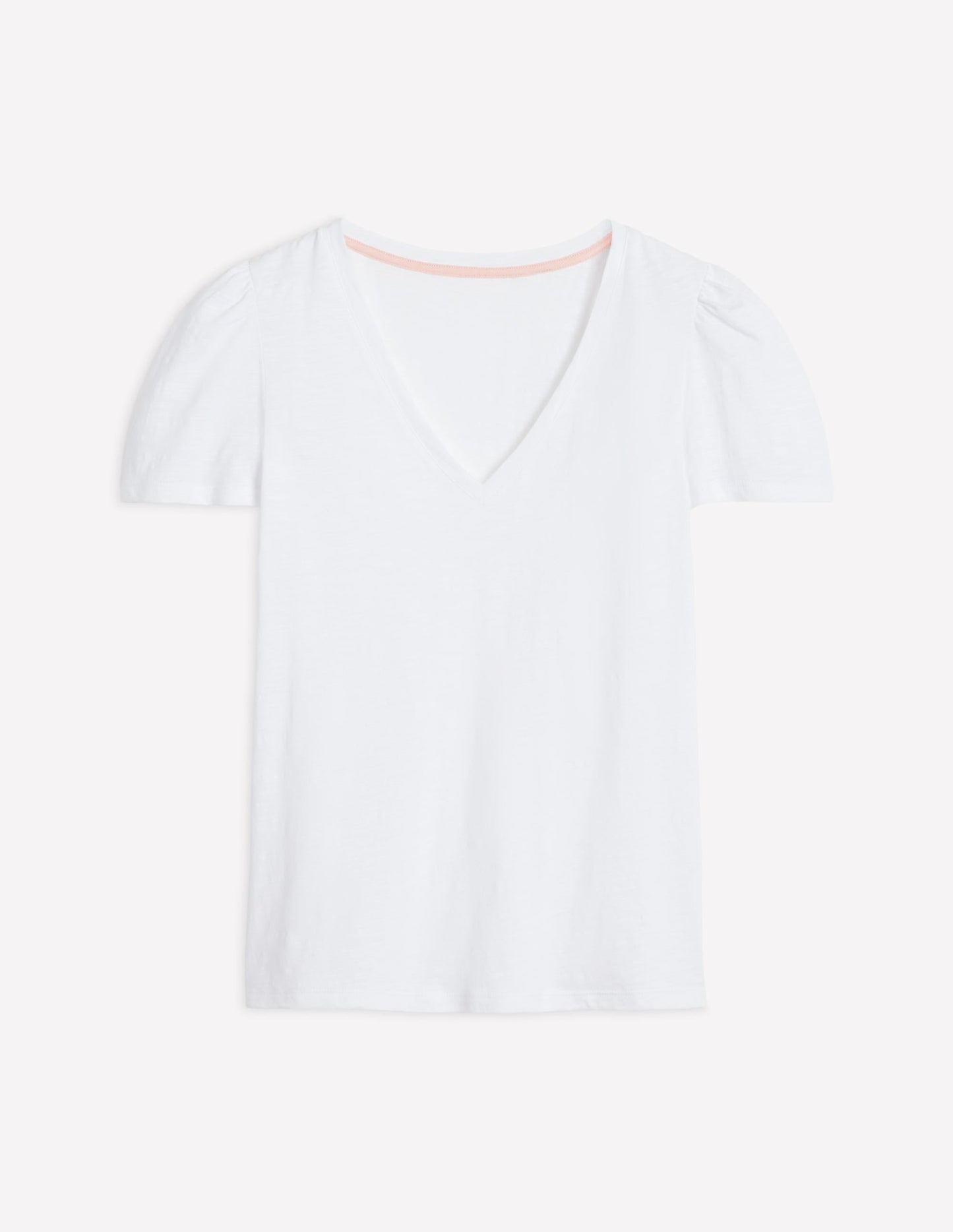Sophie V-neck Slub T-shirt-White