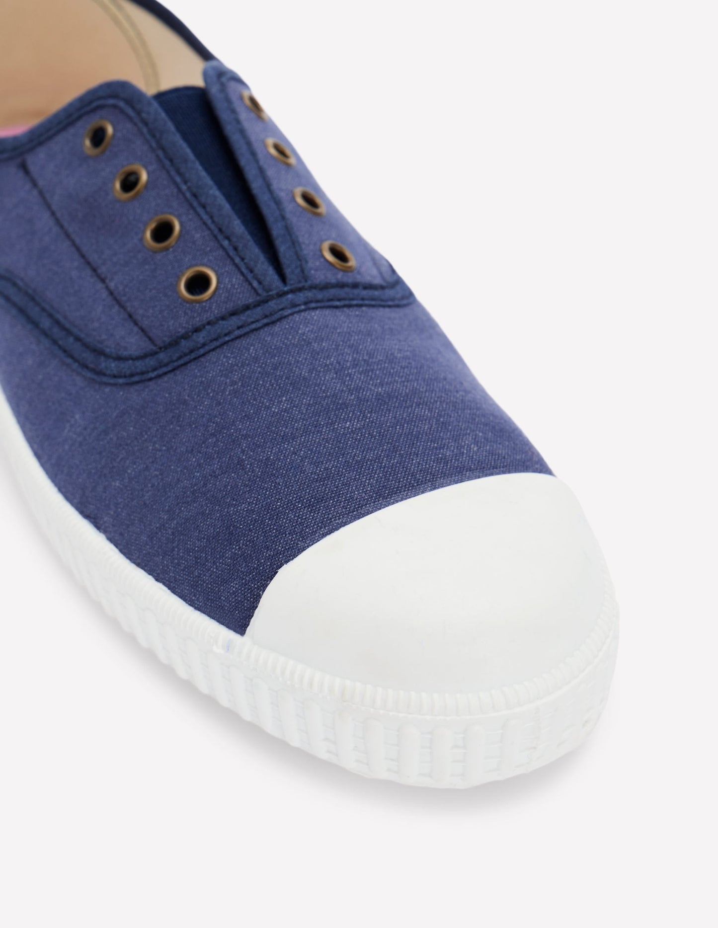 Laceless Canvas Plimsoll-Navy