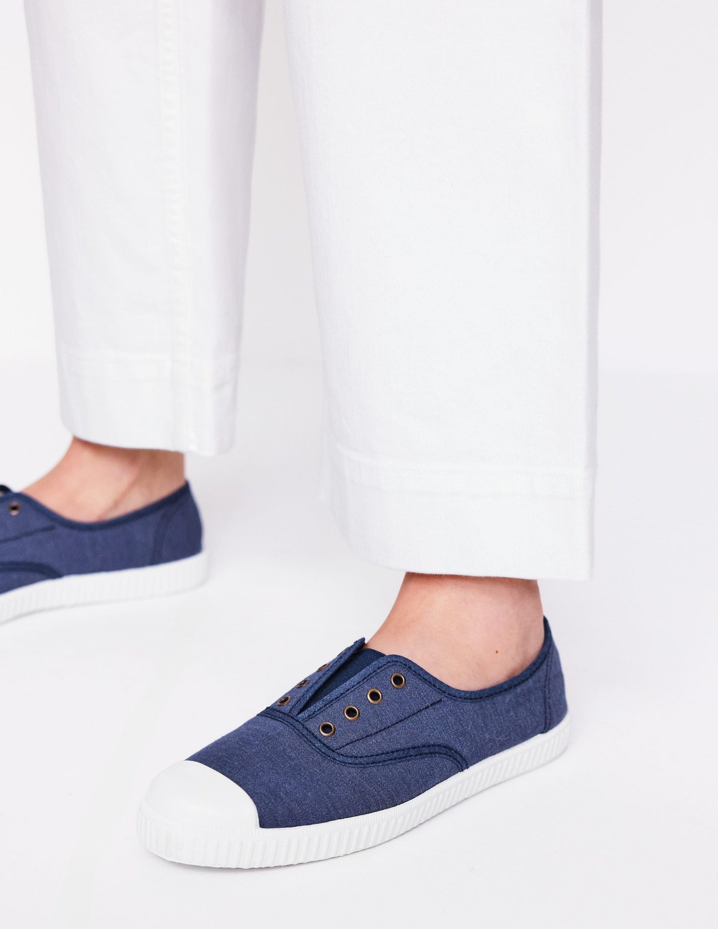 Laceless Canvas Plimsoll-Navy