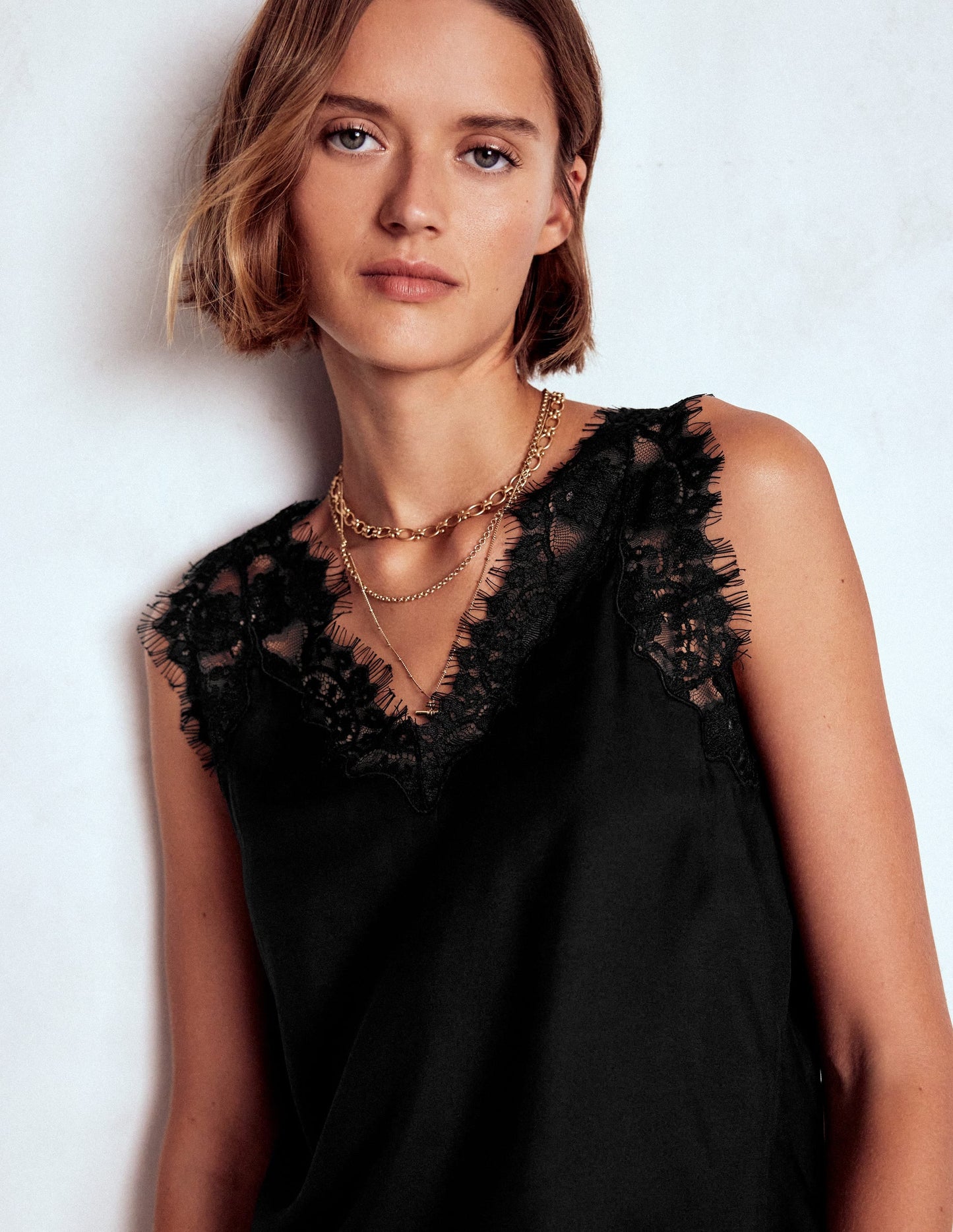Ara Silk Blend Lace Cami-Black